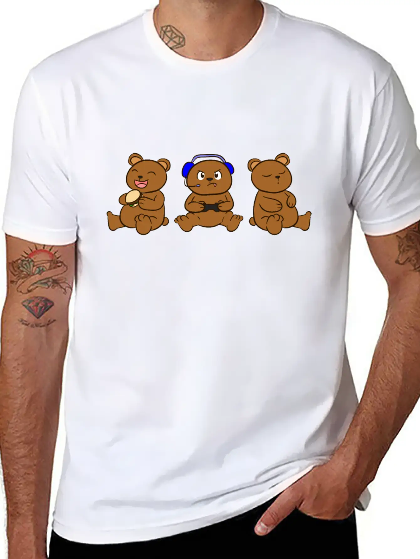 Gaming Bear Gamer Boys Unisex Casual T-Shirt – Clean Design For Daily Comfort