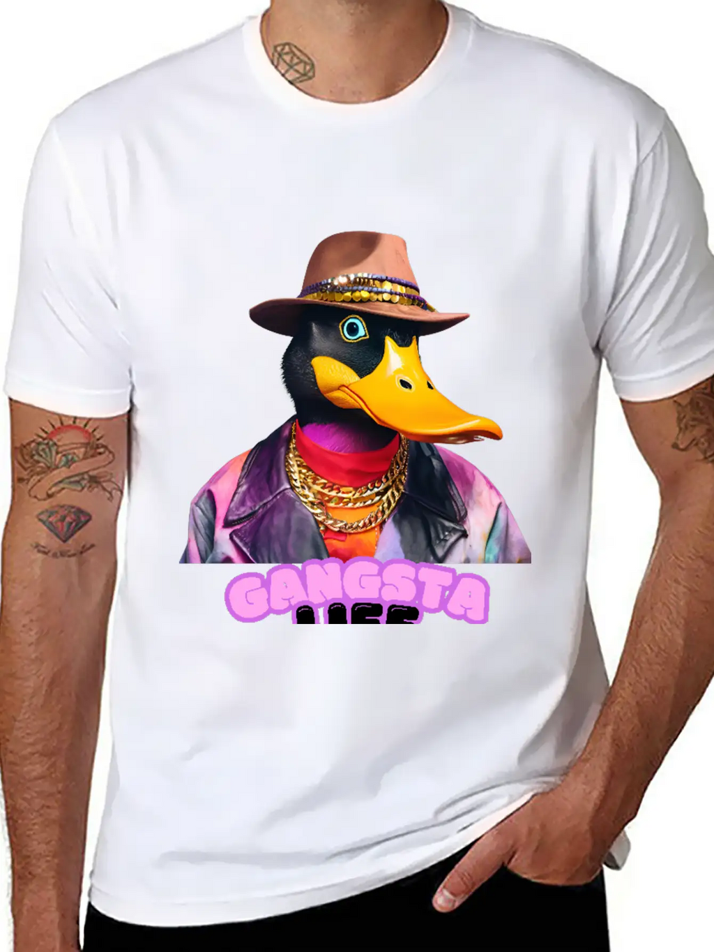 Gangsta Life Duck Stylish Everyday T-Shirt – Unisex Basic Cotton Tee