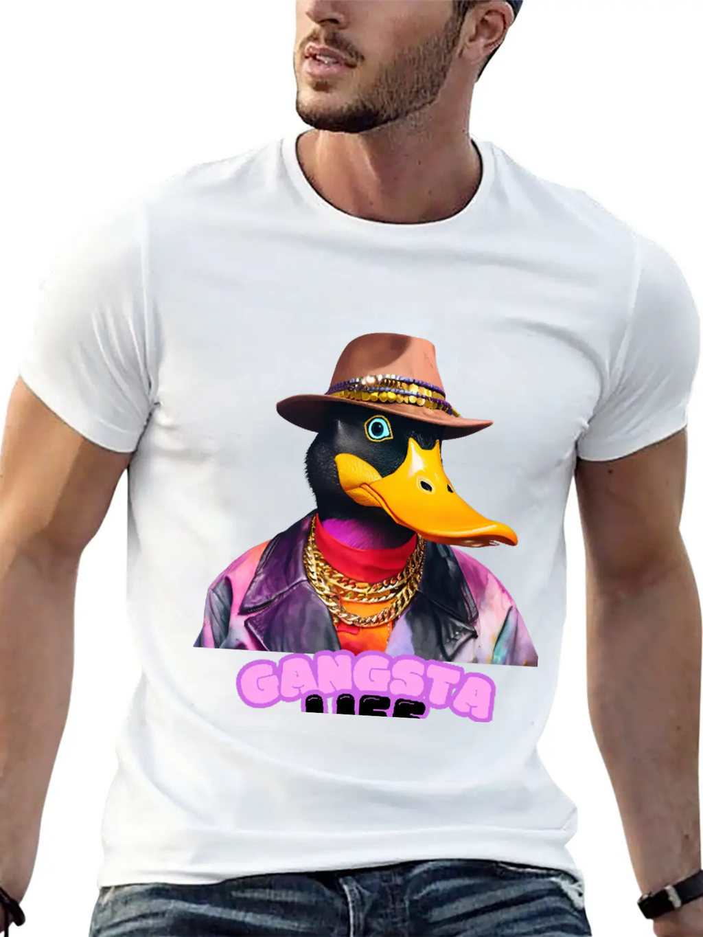 Gangsta Life Duck Stylish Everyday T-Shirt – Unisex Basic Cotton Tee