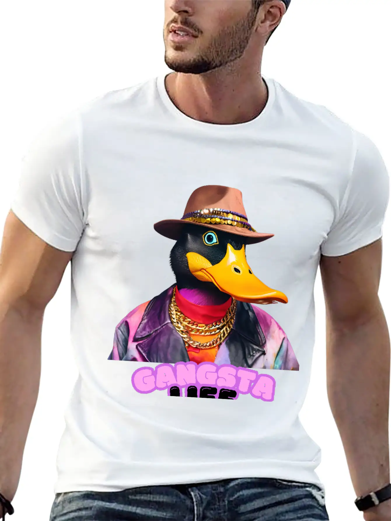Gangsta Life Duck Stylish Everyday T-Shirt – Unisex Basic Cotton Tee