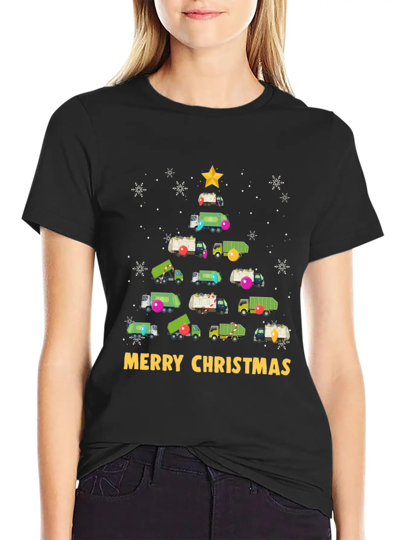 Garbage Truck Christmas Tree Boys Trucks Stylish Everyday T-Shirt – Unisex Basic Cotton Tee