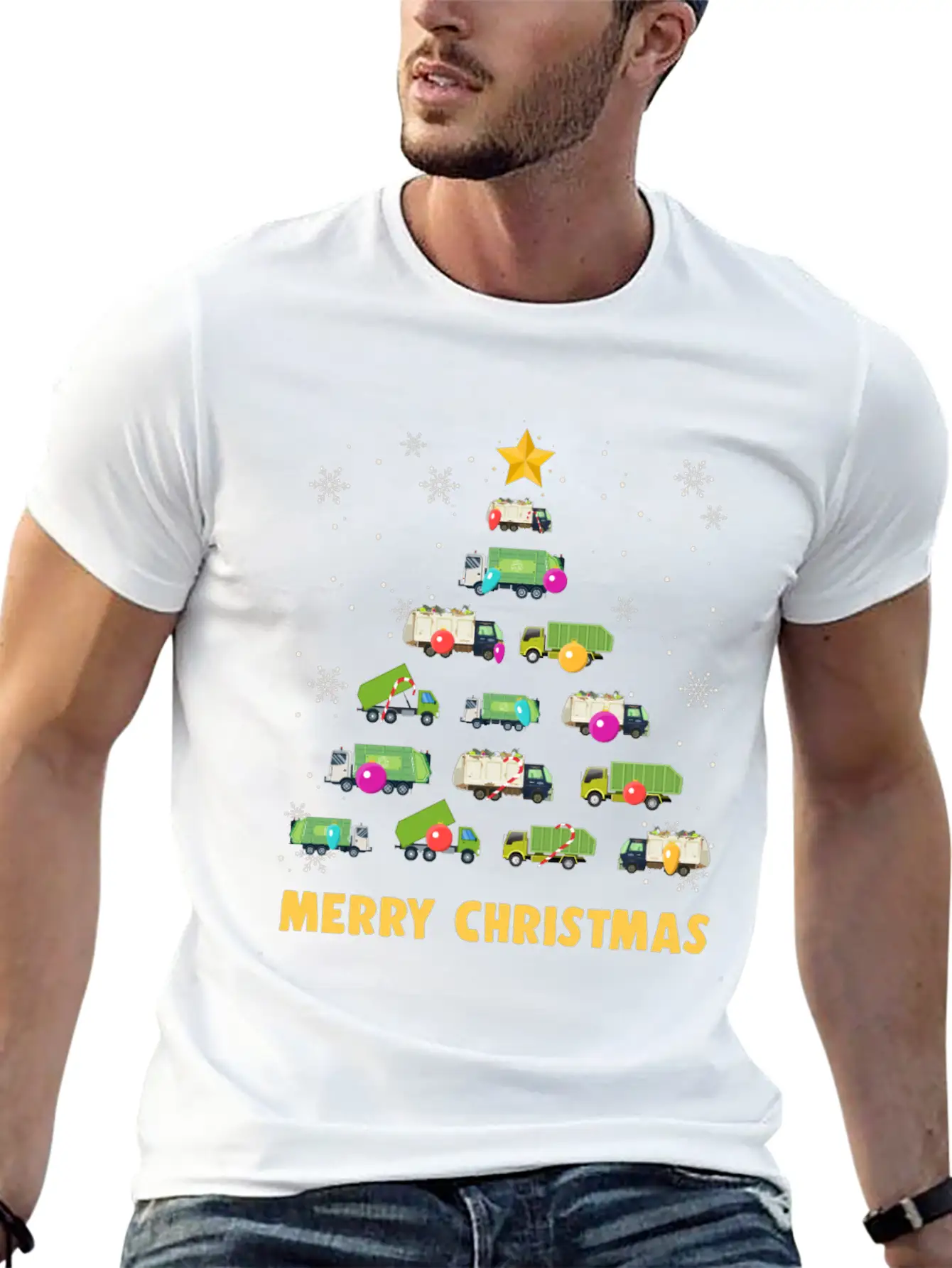 Garbage Truck Christmas Tree Boys Trucks Stylish Everyday T-Shirt – Unisex Basic Cotton Tee