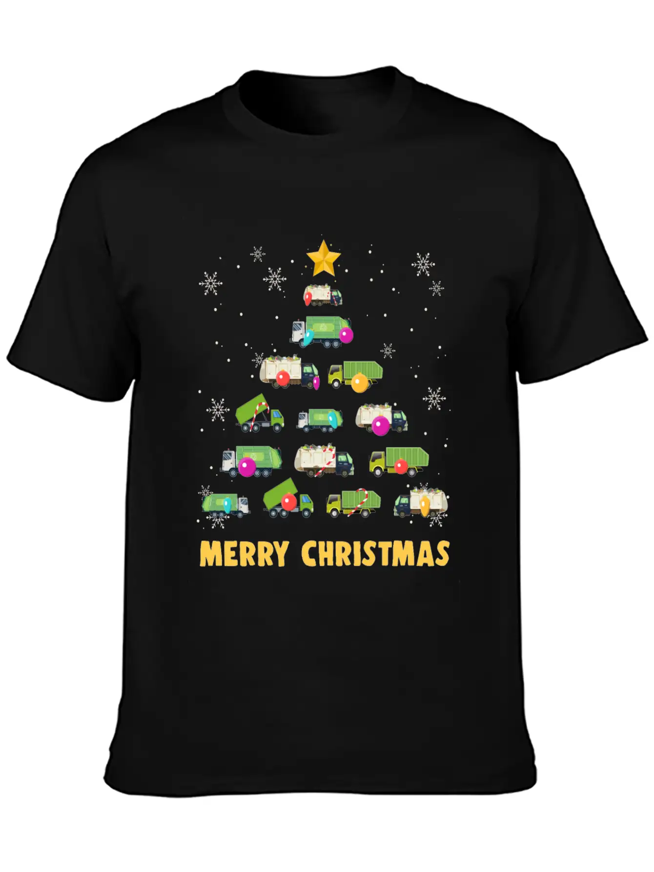 Garbage Truck Christmas Tree Boys Trucks Stylish Everyday T-Shirt – Unisex Basic Cotton Tee