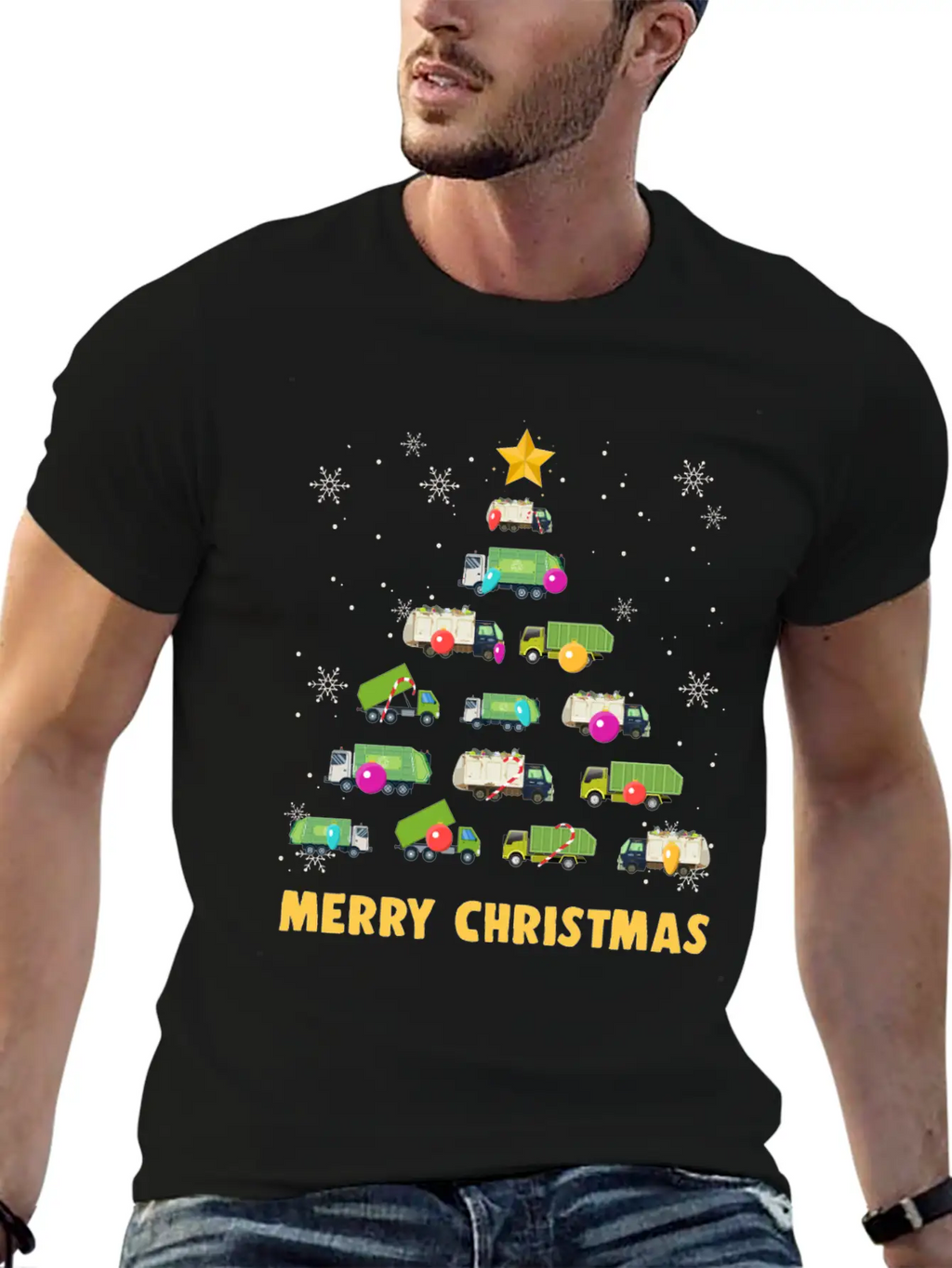 Garbage Truck Christmas Tree Boys Trucks Stylish Everyday T-Shirt – Unisex Basic Cotton Tee