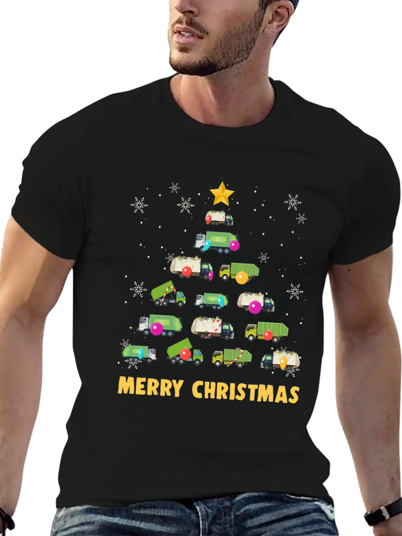 Garbage Truck Christmas Tree Boys Trucks Stylish Everyday T-Shirt – Unisex Basic Cotton Tee
