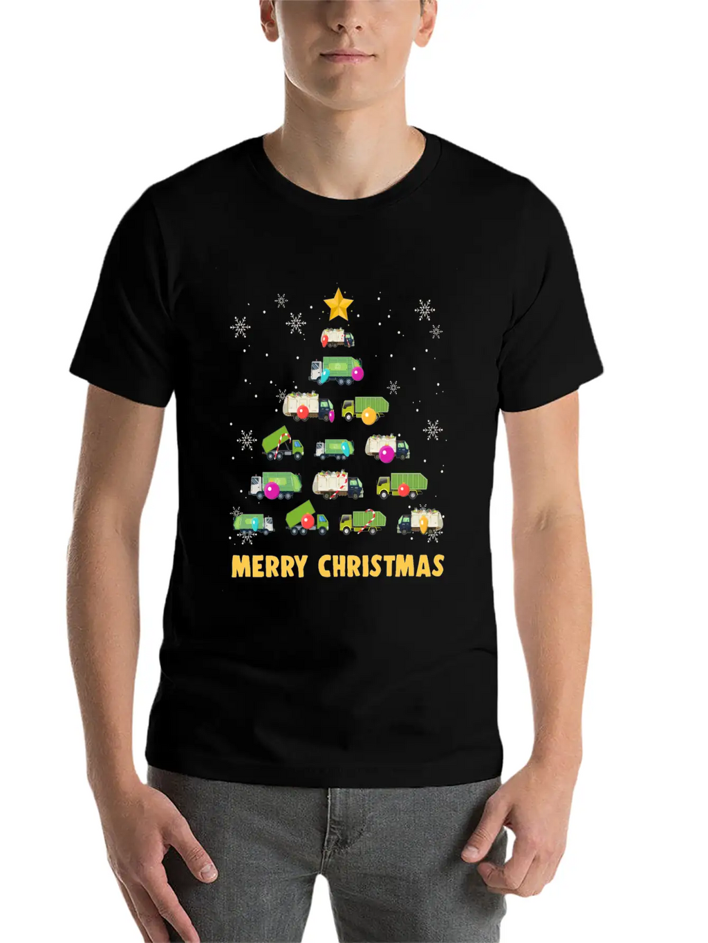 Garbage Truck Christmas Tree Boys Trucks Stylish Everyday T-Shirt – Unisex Basic Cotton Tee