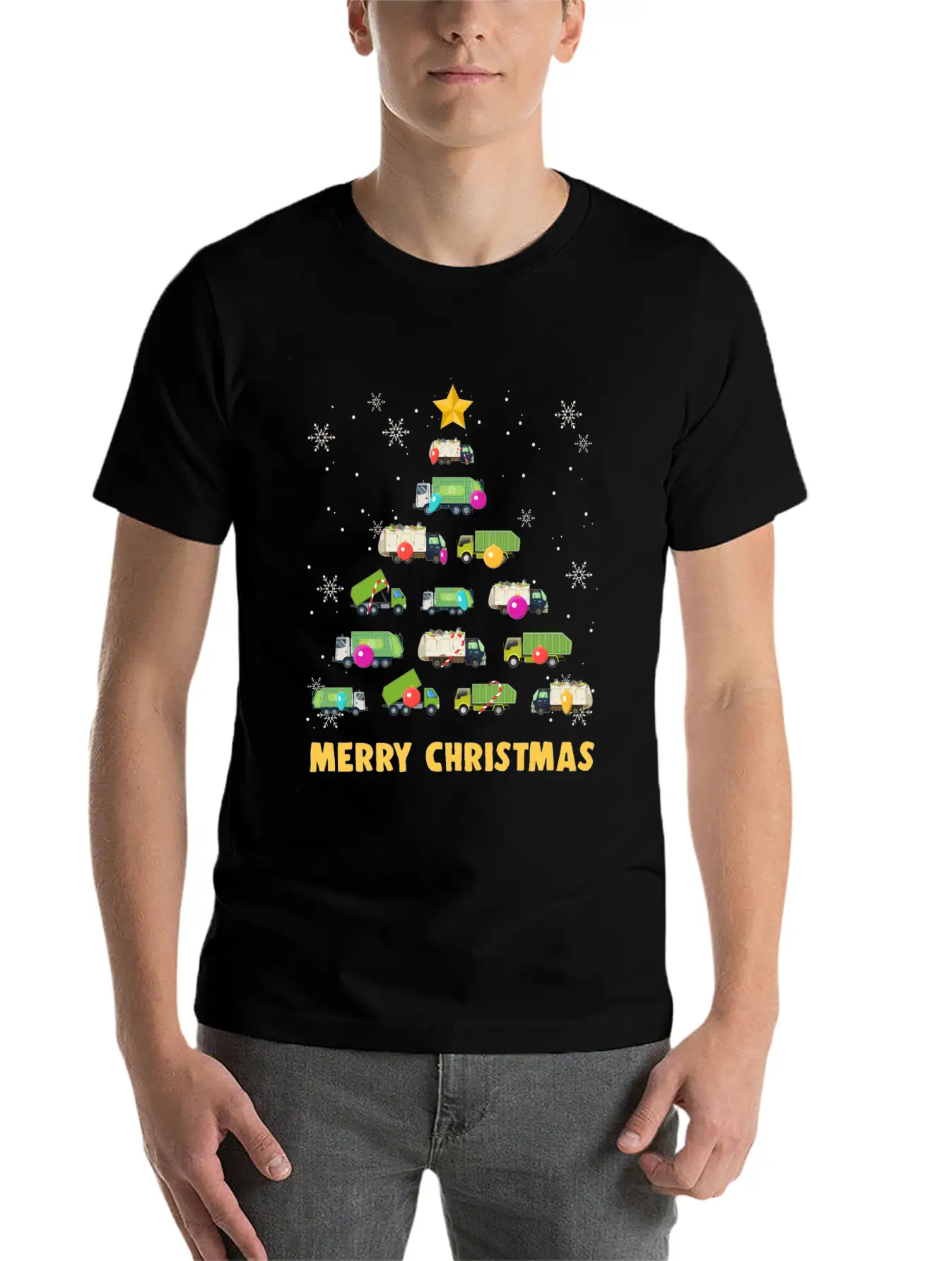 Garbage Truck Christmas Tree Boys Trucks Stylish Everyday T-Shirt – Unisex Basic Cotton Tee