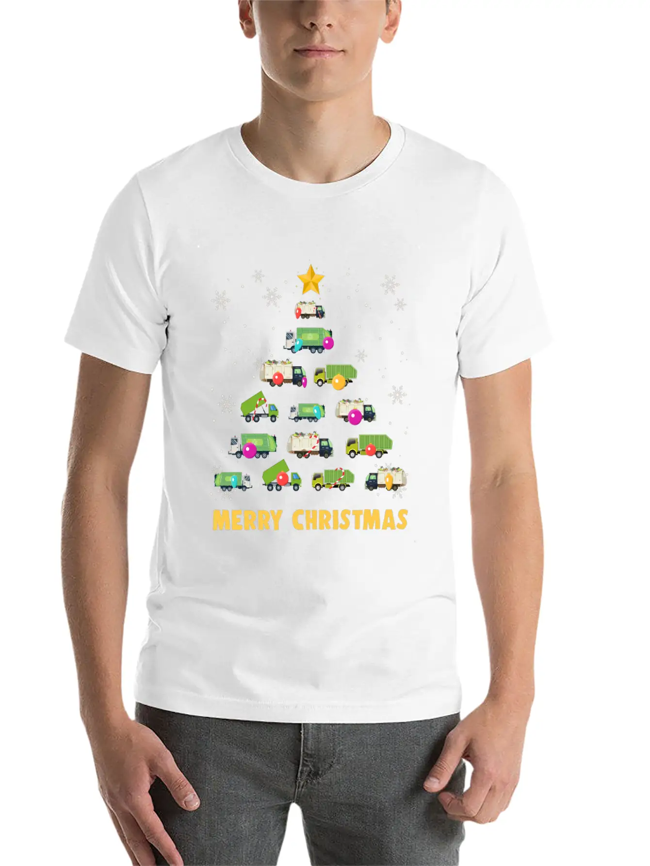 Garbage Truck Christmas Tree Boys Trucks Stylish Everyday T-Shirt – Unisex Basic Cotton Tee