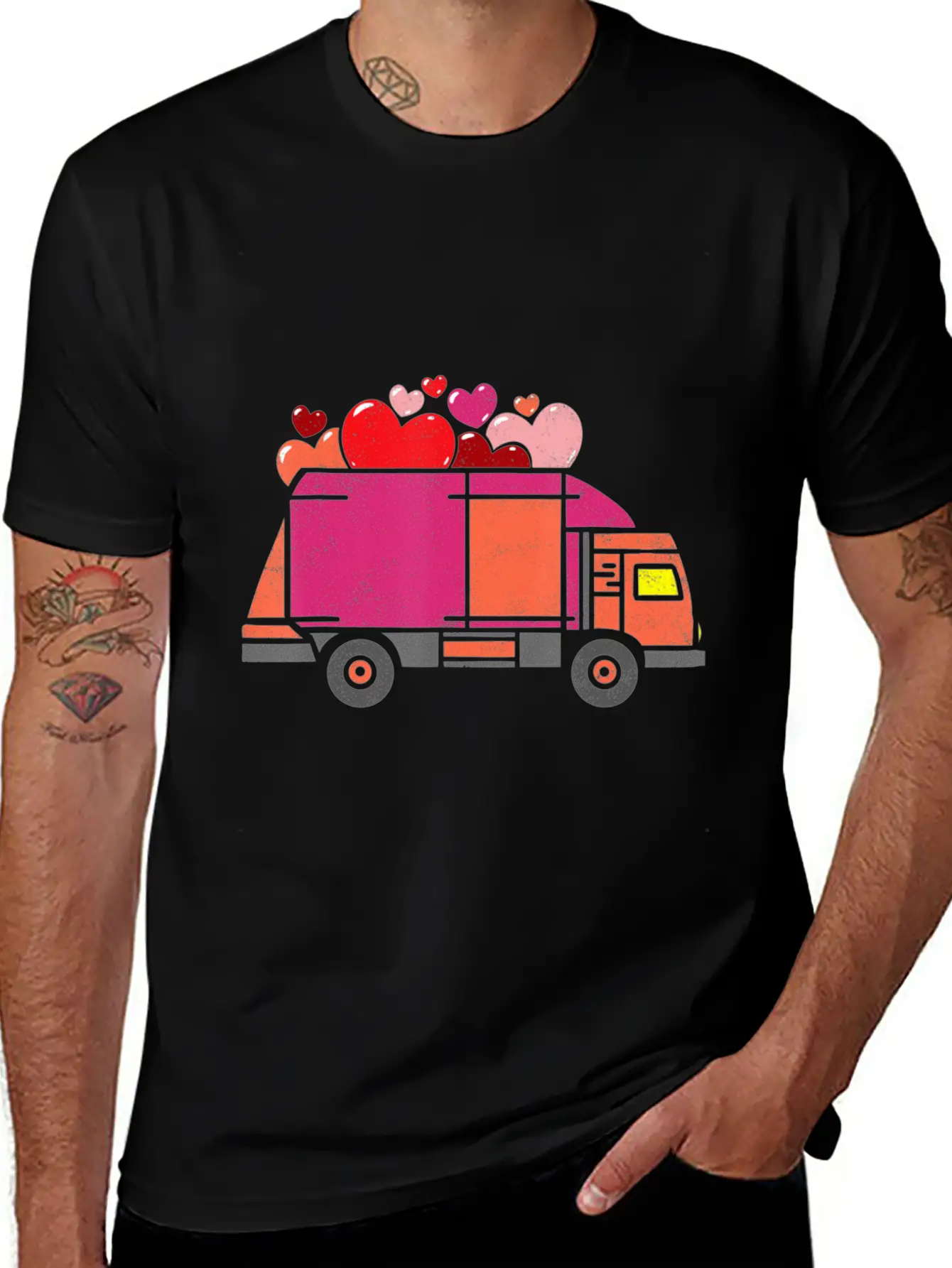 Garbage Truck Hearts Toddler Boys Valentines Day Unisex Short Sleeve Soft Cotton T-Shirt – Casual Everyday Wear