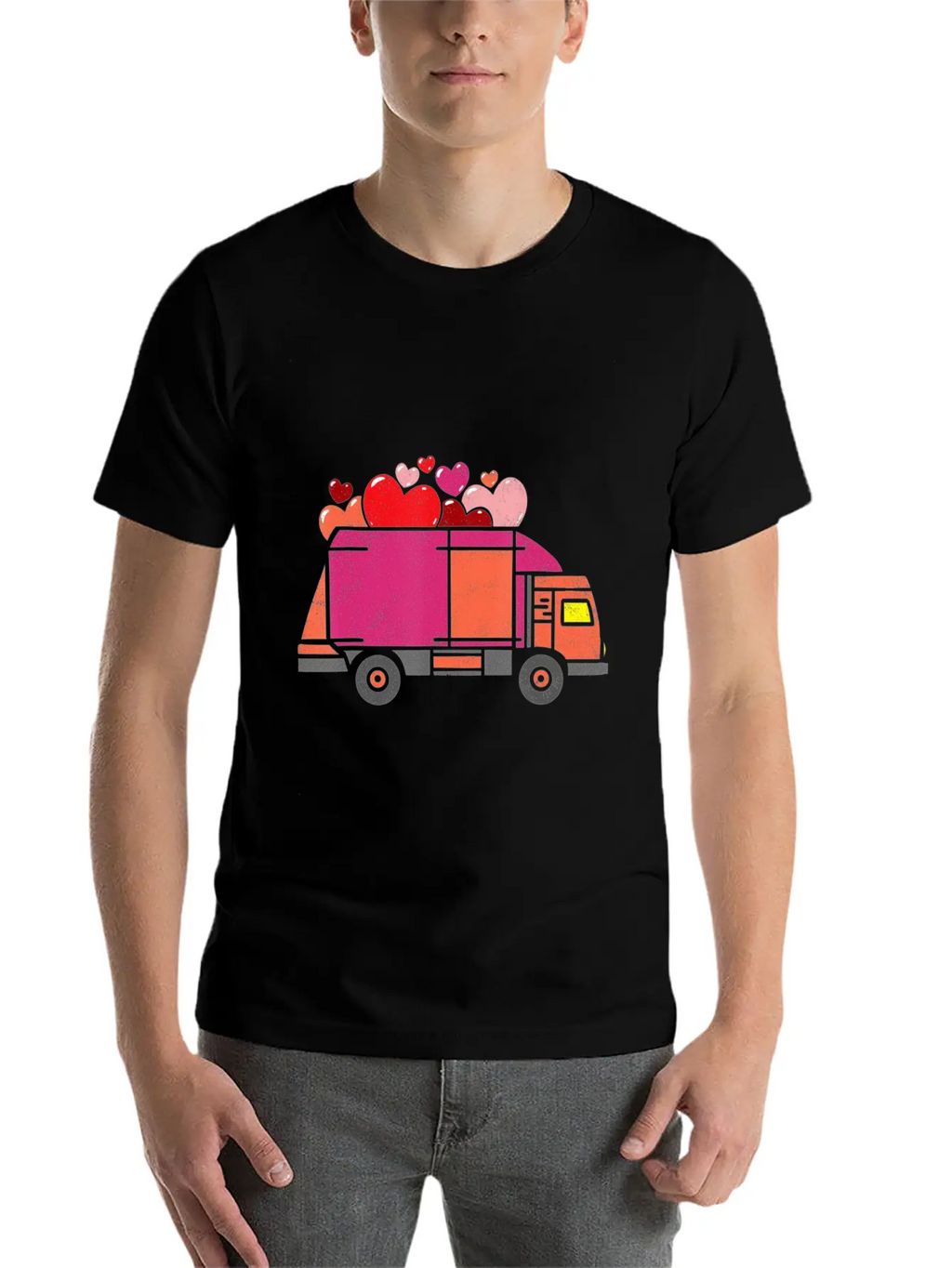 Garbage Truck Hearts Toddler Boys Valentines Day Unisex Short Sleeve Soft Cotton T-Shirt – Casual Everyday Wear