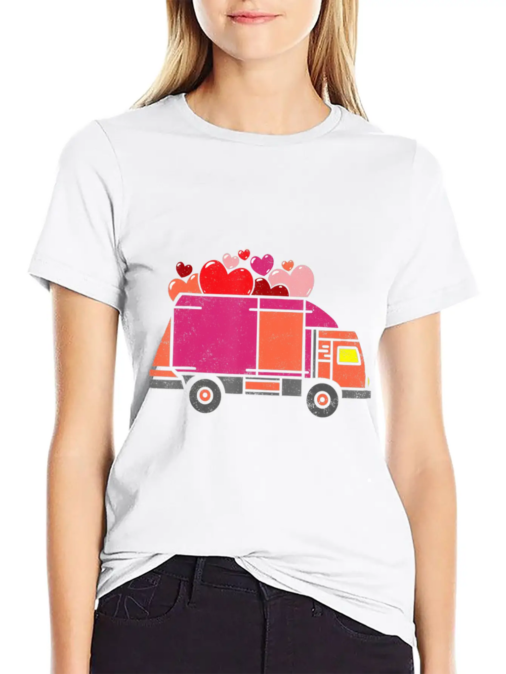Garbage Truck Hearts Toddler Boys Valentines Day Unisex Short Sleeve Soft Cotton T-Shirt – Casual Everyday Wear