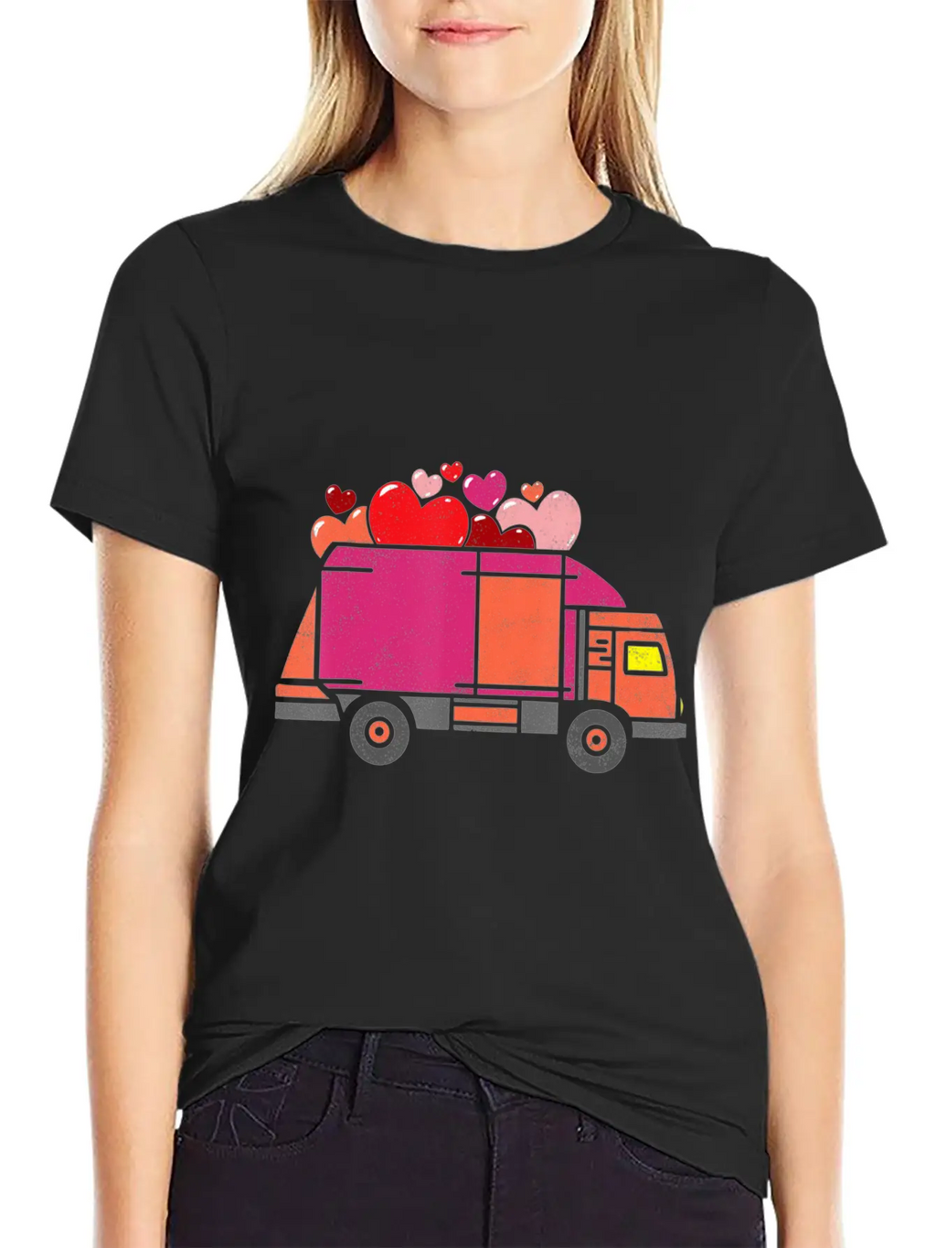 Garbage Truck Hearts Toddler Boys Valentines Day Unisex Short Sleeve Soft Cotton T-Shirt – Casual Everyday Wear