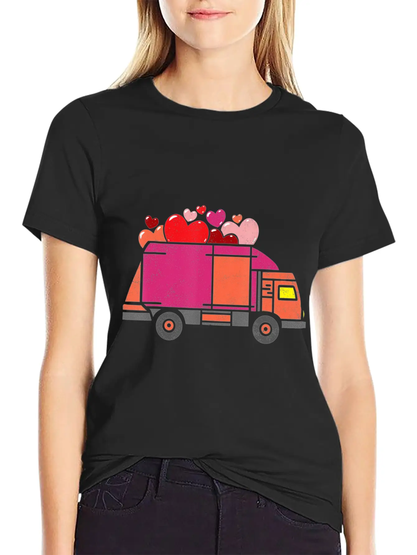 Garbage Truck Hearts Toddler Boys Valentines Day Unisex Short Sleeve Soft Cotton T-Shirt – Casual Everyday Wear