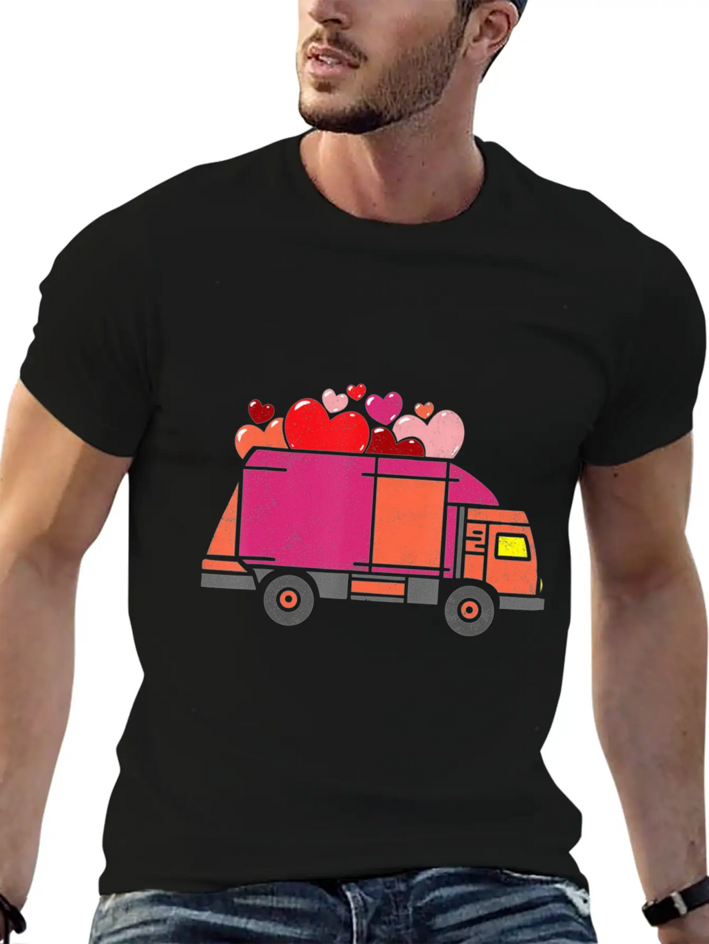 Garbage Truck Hearts Toddler Boys Valentines Day Unisex Short Sleeve Soft Cotton T-Shirt – Casual Everyday Wear