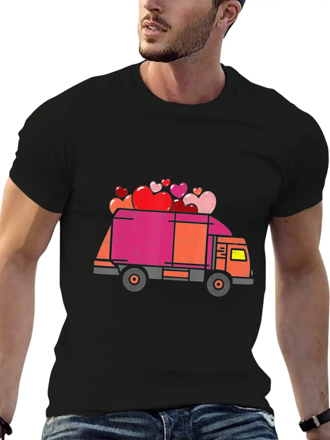 Garbage Truck Hearts Toddler Boys Valentines Day Unisex Short Sleeve Soft Cotton T-Shirt – Casual Everyday Wear