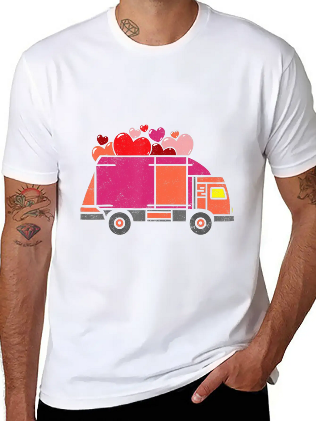 Garbage Truck Hearts Toddler Boys Valentines Day Unisex Short Sleeve Soft Cotton T-Shirt – Casual Everyday Wear