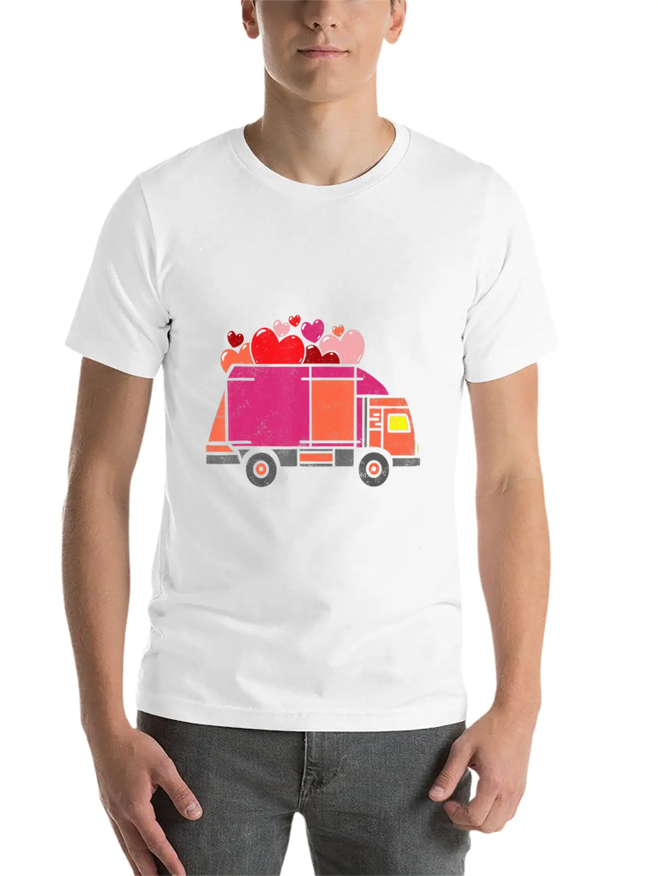 Garbage Truck Hearts Toddler Boys Valentines Day Unisex Short Sleeve Soft Cotton T-Shirt – Casual Everyday Wear