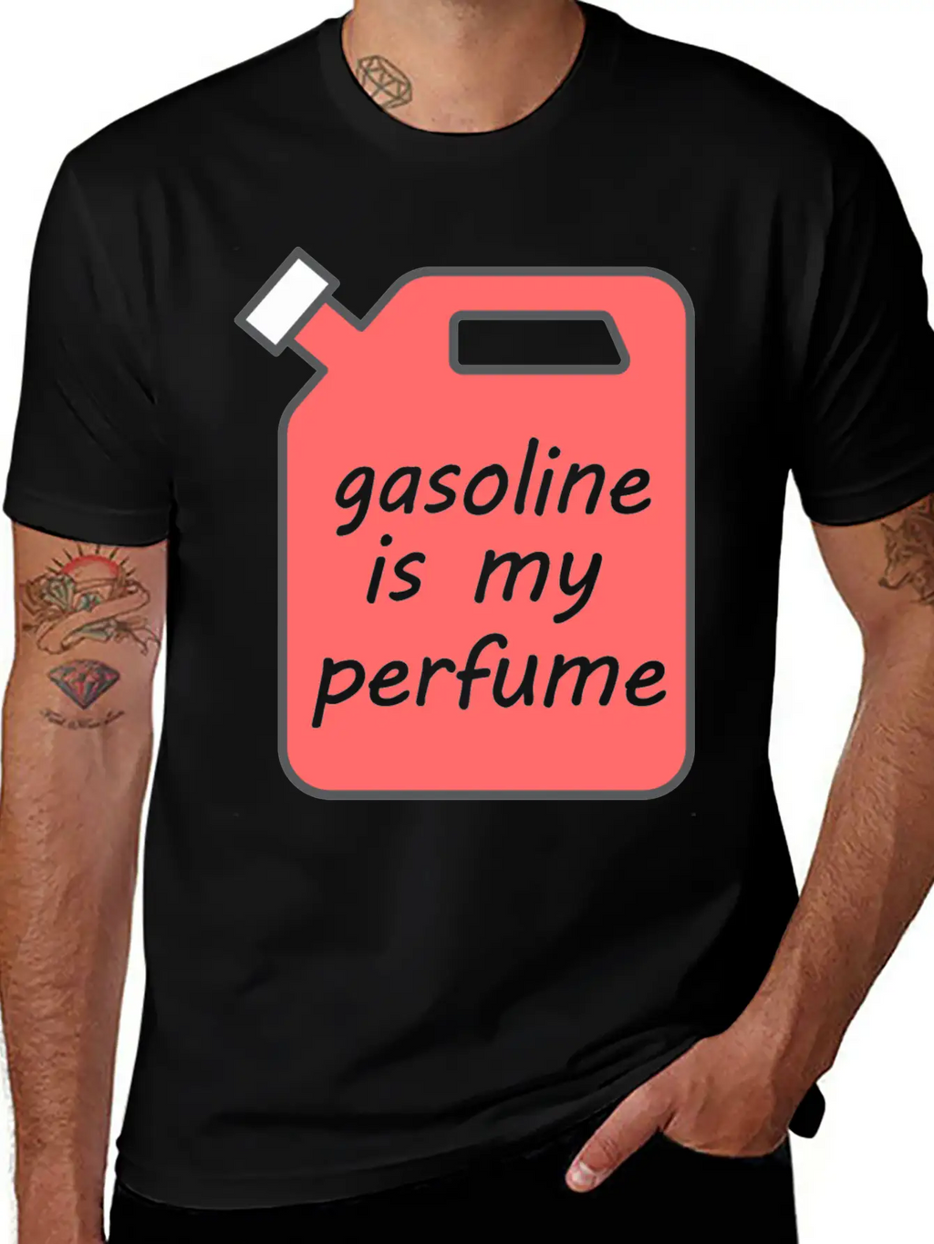 Gasoline Is My Perfume - Transparent Text Unisex Short Sleeve Soft Cotton T-Shirt – Casual Everyday Wear