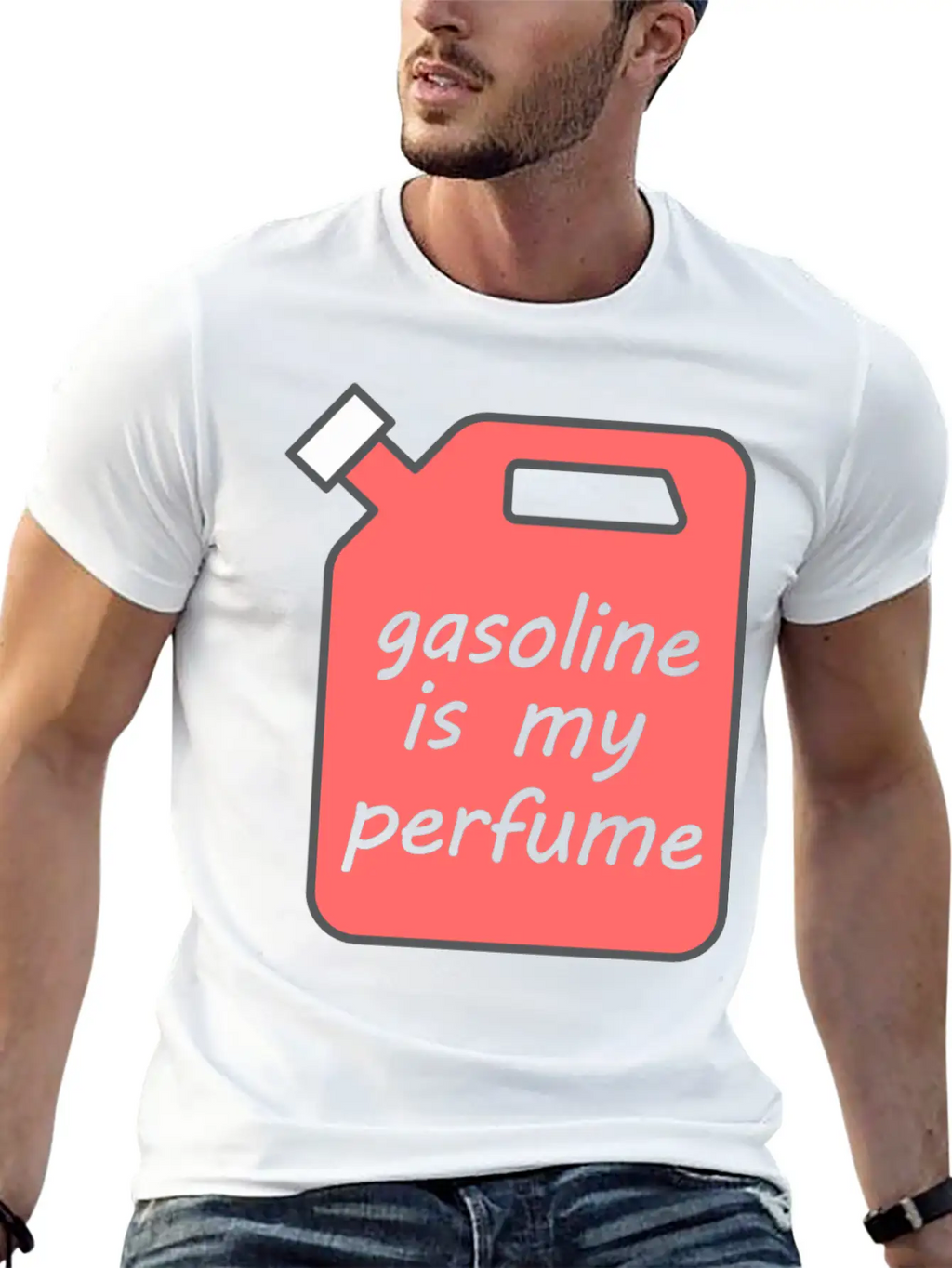 Gasoline Is My Perfume - Transparent Text Unisex Short Sleeve Soft Cotton T-Shirt – Casual Everyday Wear