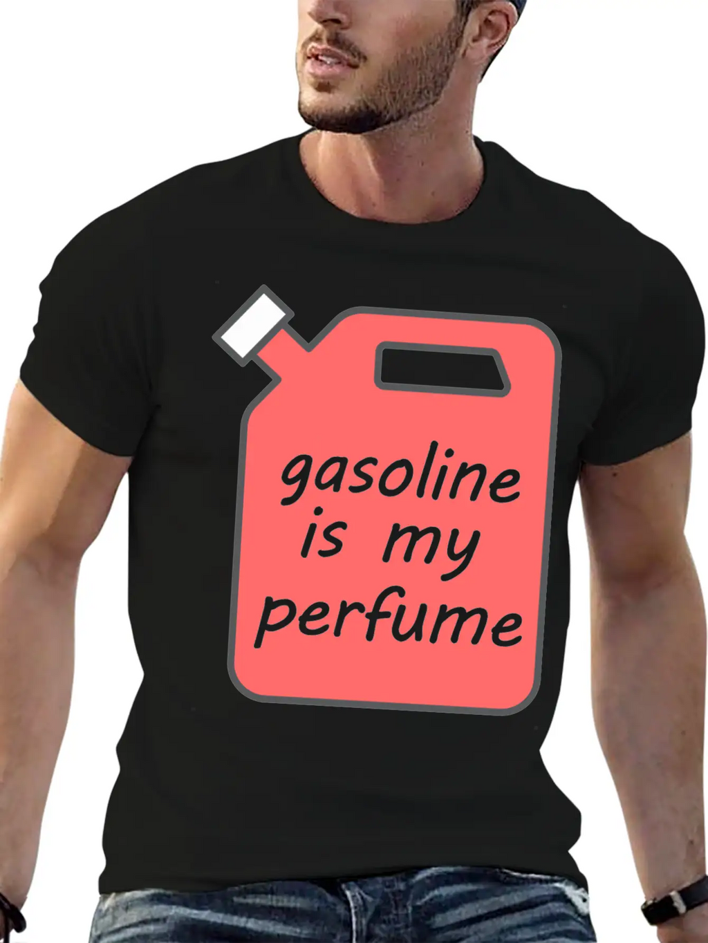 Gasoline Is My Perfume - Transparent Text Unisex Short Sleeve Soft Cotton T-Shirt – Casual Everyday Wear