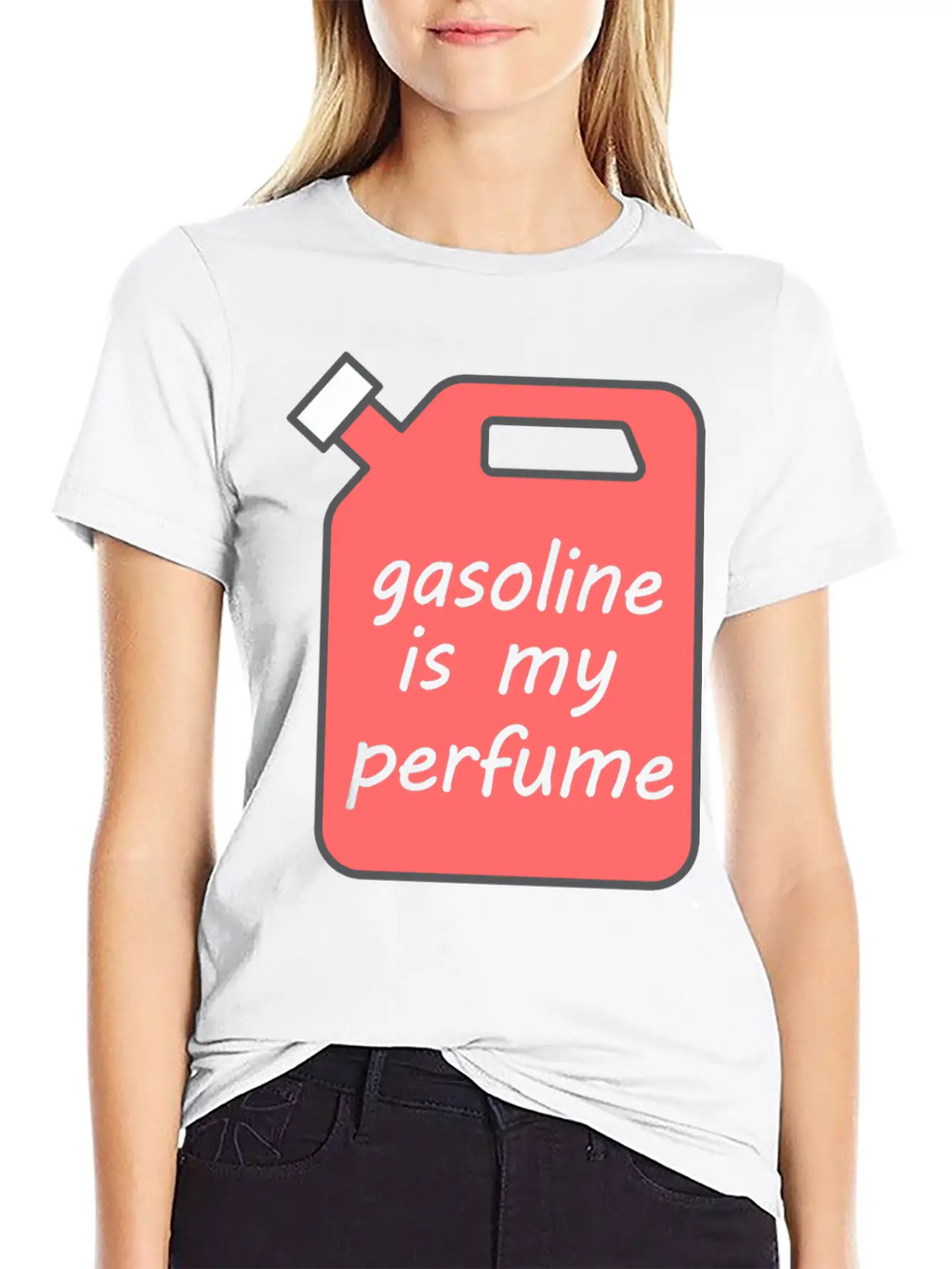 Gasoline Is My Perfume - Transparent Text Unisex Short Sleeve Soft Cotton T-Shirt – Casual Everyday Wear