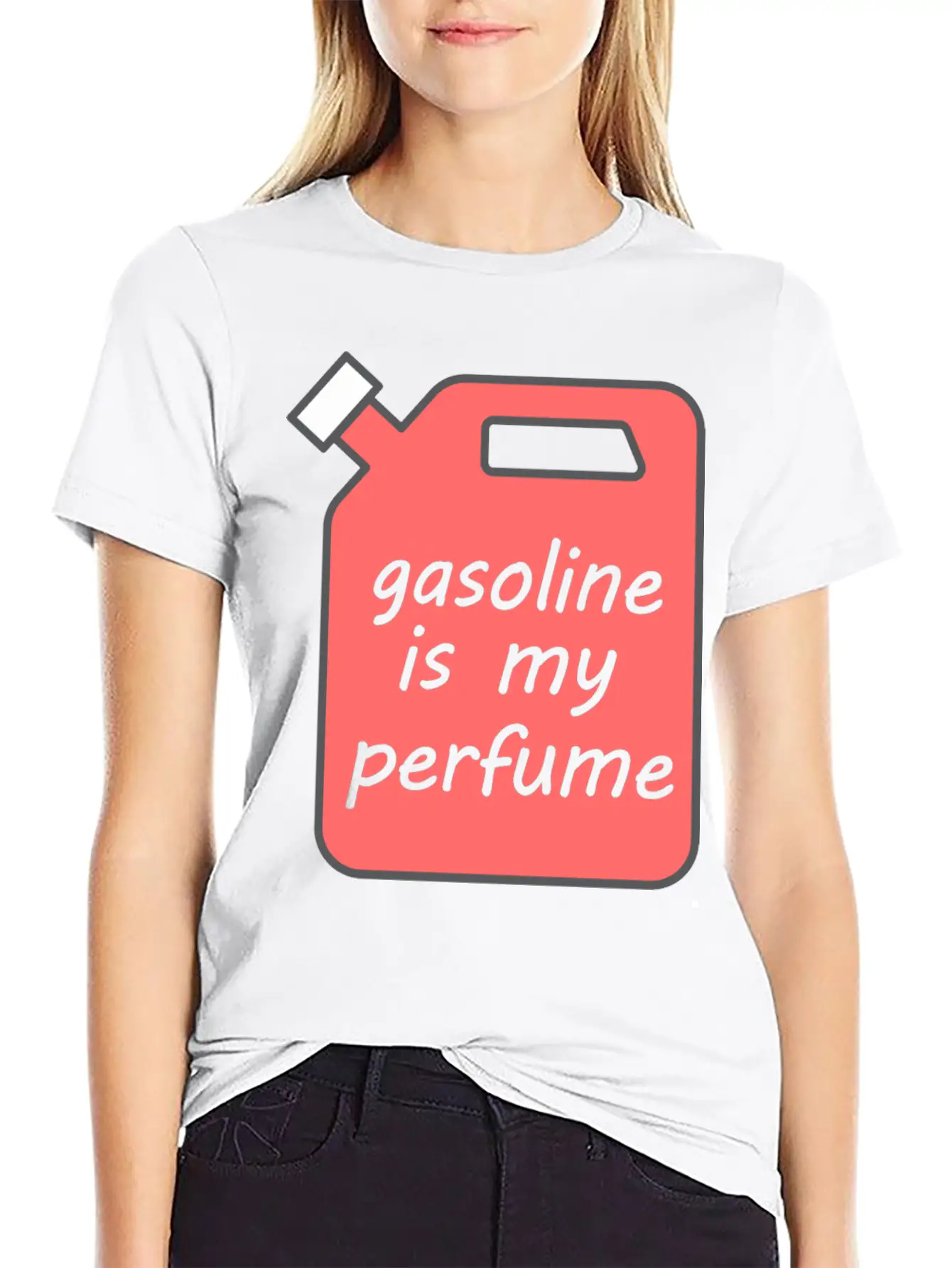 Gasoline Is My Perfume - Transparent Text Unisex Short Sleeve Soft Cotton T-Shirt – Casual Everyday Wear