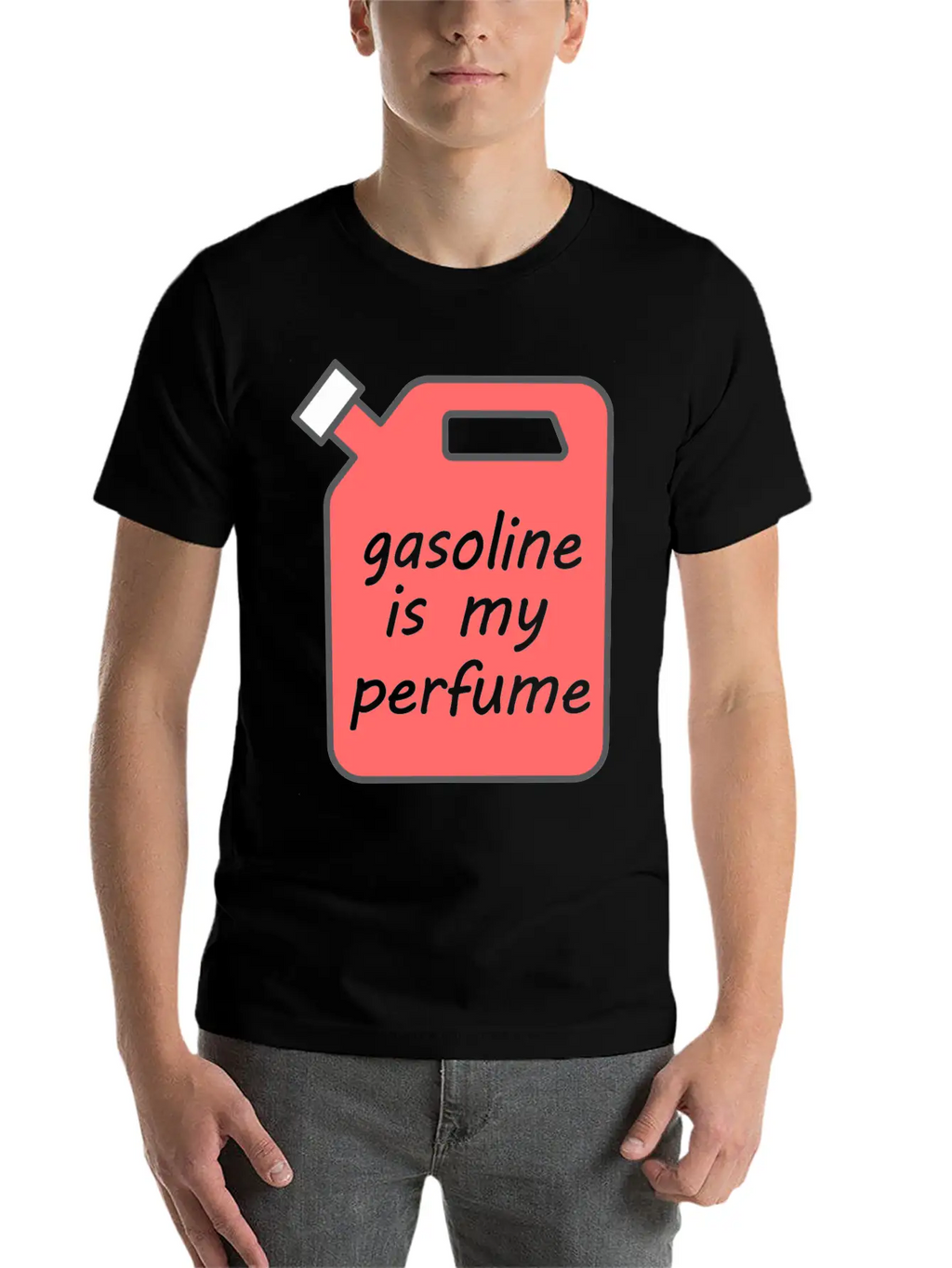 Gasoline Is My Perfume - Transparent Text Unisex Short Sleeve Soft Cotton T-Shirt – Casual Everyday Wear