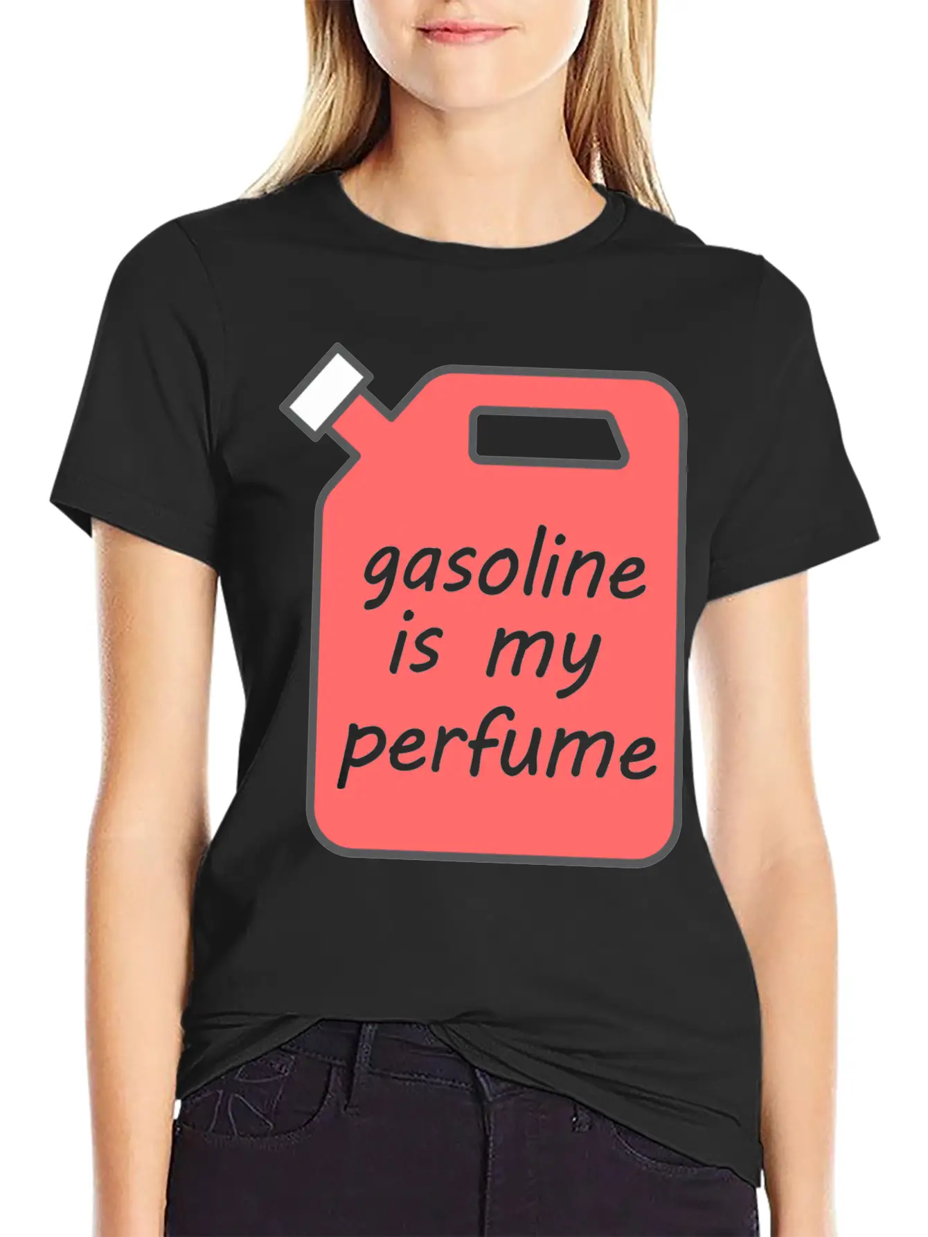 Gasoline Is My Perfume - Transparent Text Unisex Short Sleeve Soft Cotton T-Shirt – Casual Everyday Wear
