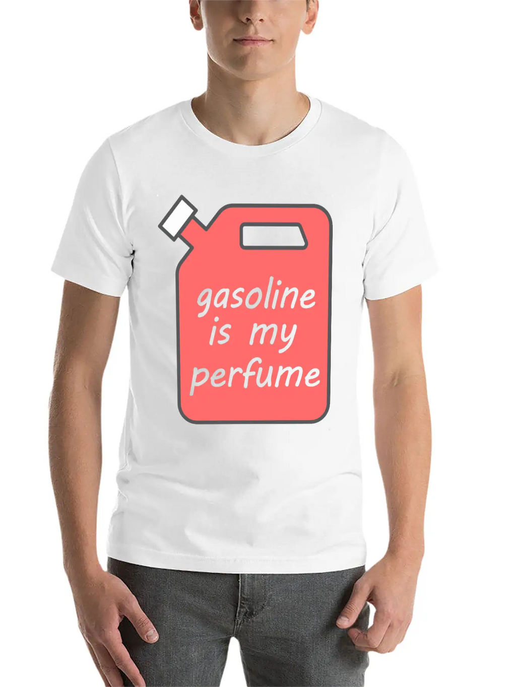 Gasoline Is My Perfume - Transparent Text Unisex Short Sleeve Soft Cotton T-Shirt – Casual Everyday Wear