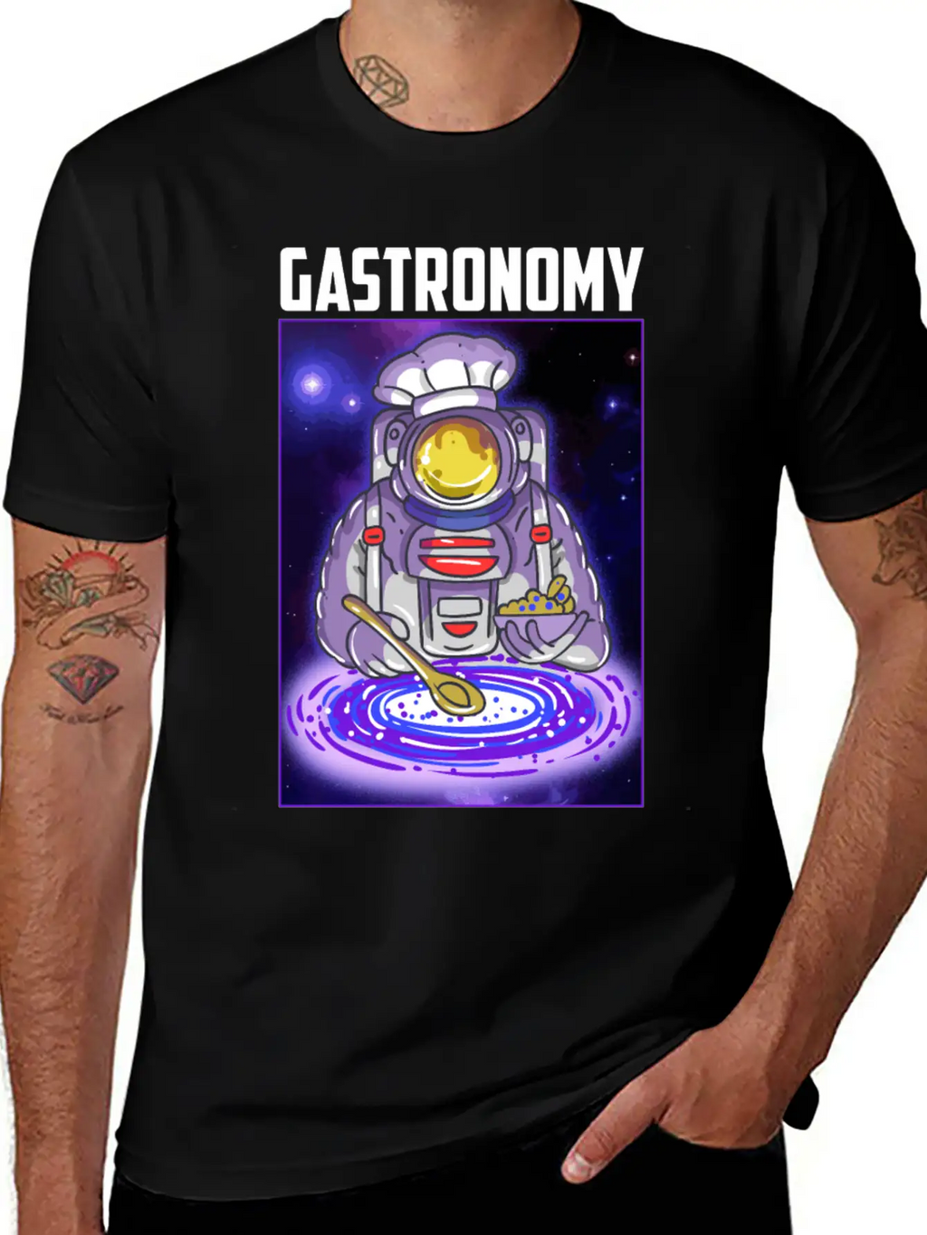 Gastronomy Astronaut Galaxy Breathable Soft Cotton T-Shirt – Timeless Casual Look