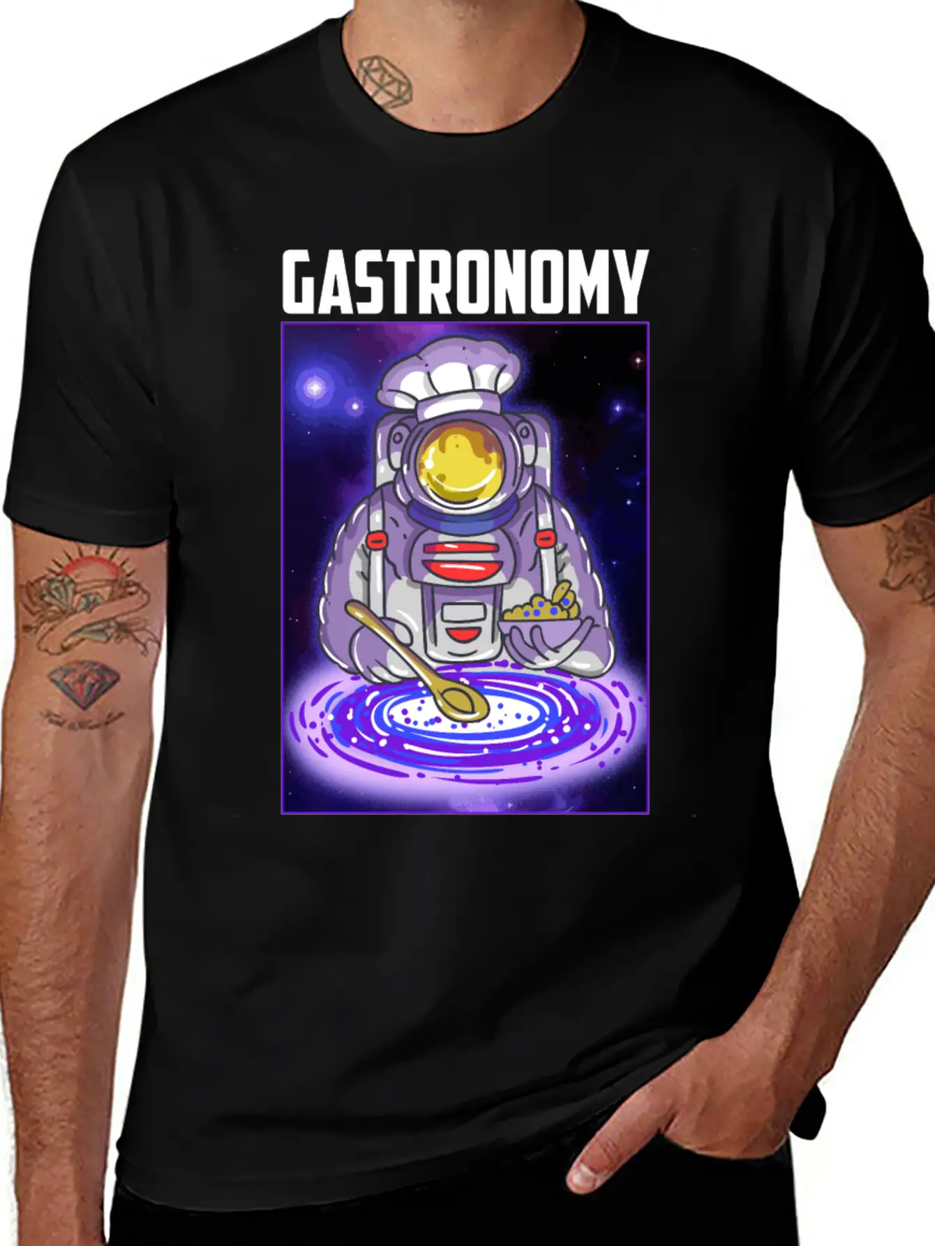 Gastronomy Astronaut Galaxy Breathable Soft Cotton T-Shirt – Timeless Casual Look