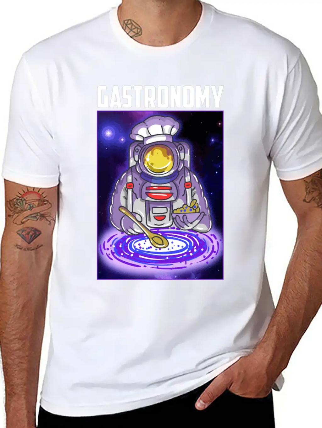 Gastronomy Astronaut Galaxy Breathable Soft Cotton T-Shirt – Timeless Casual Look