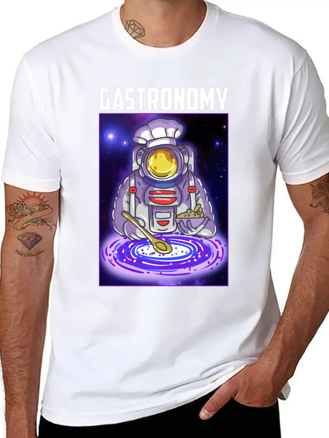Gastronomy Astronaut Galaxy Breathable Soft Cotton T-Shirt – Timeless Casual Look