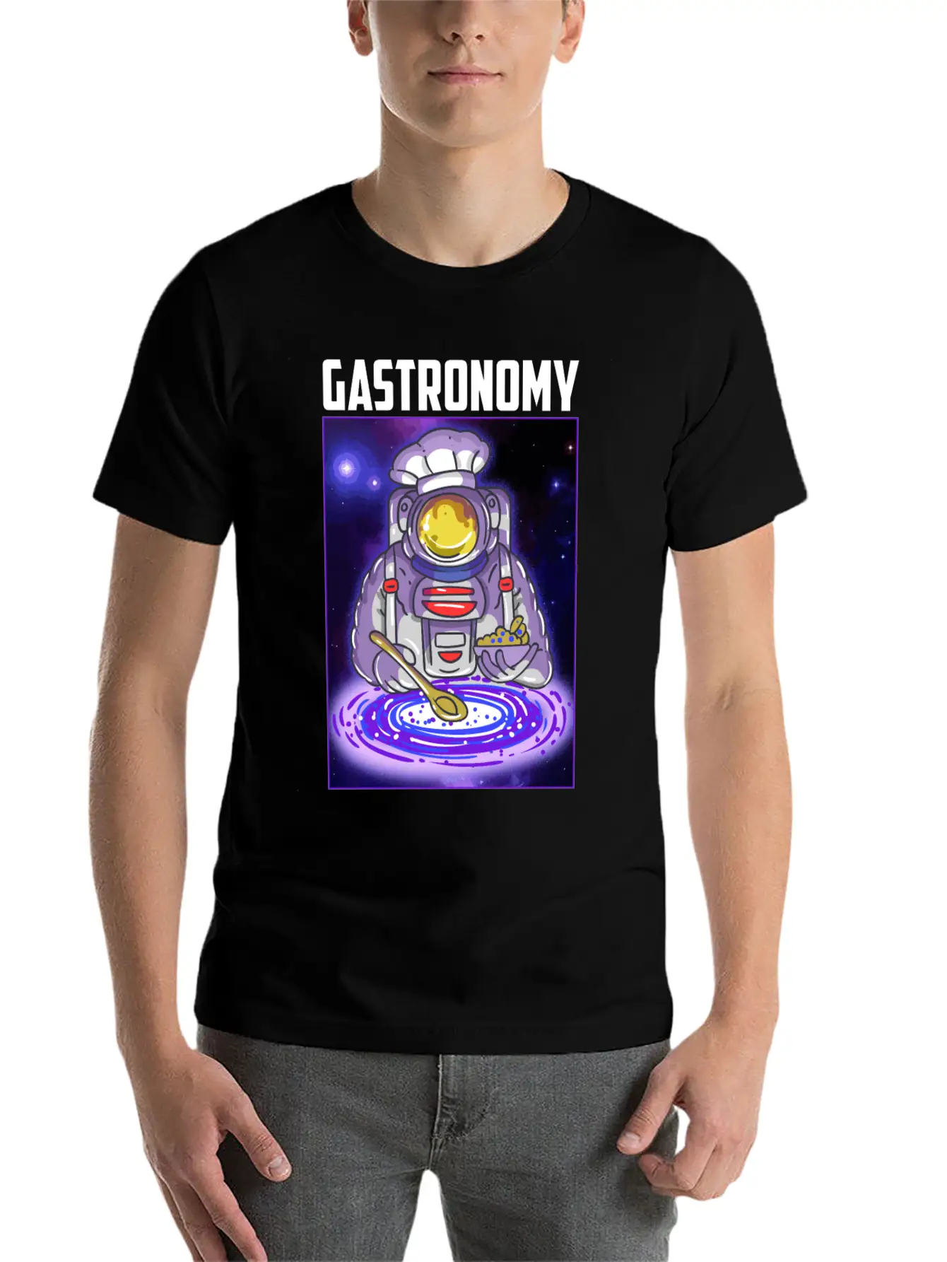 Gastronomy Astronaut Galaxy Breathable Soft Cotton T-Shirt – Timeless Casual Look