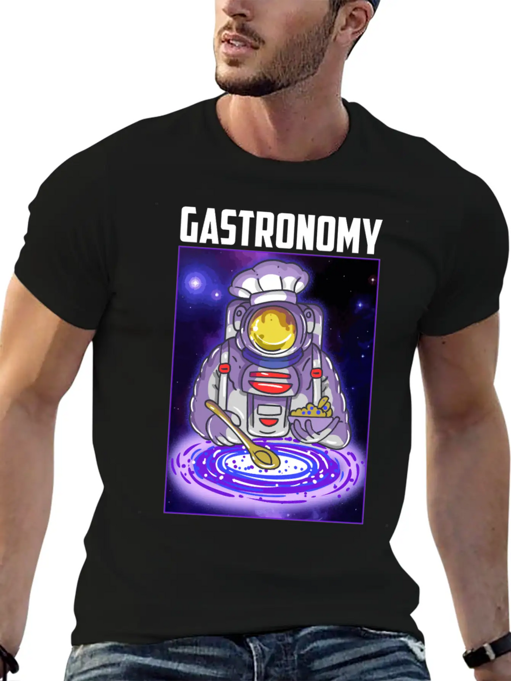 Gastronomy Astronaut Galaxy Breathable Soft Cotton T-Shirt – Timeless Casual Look