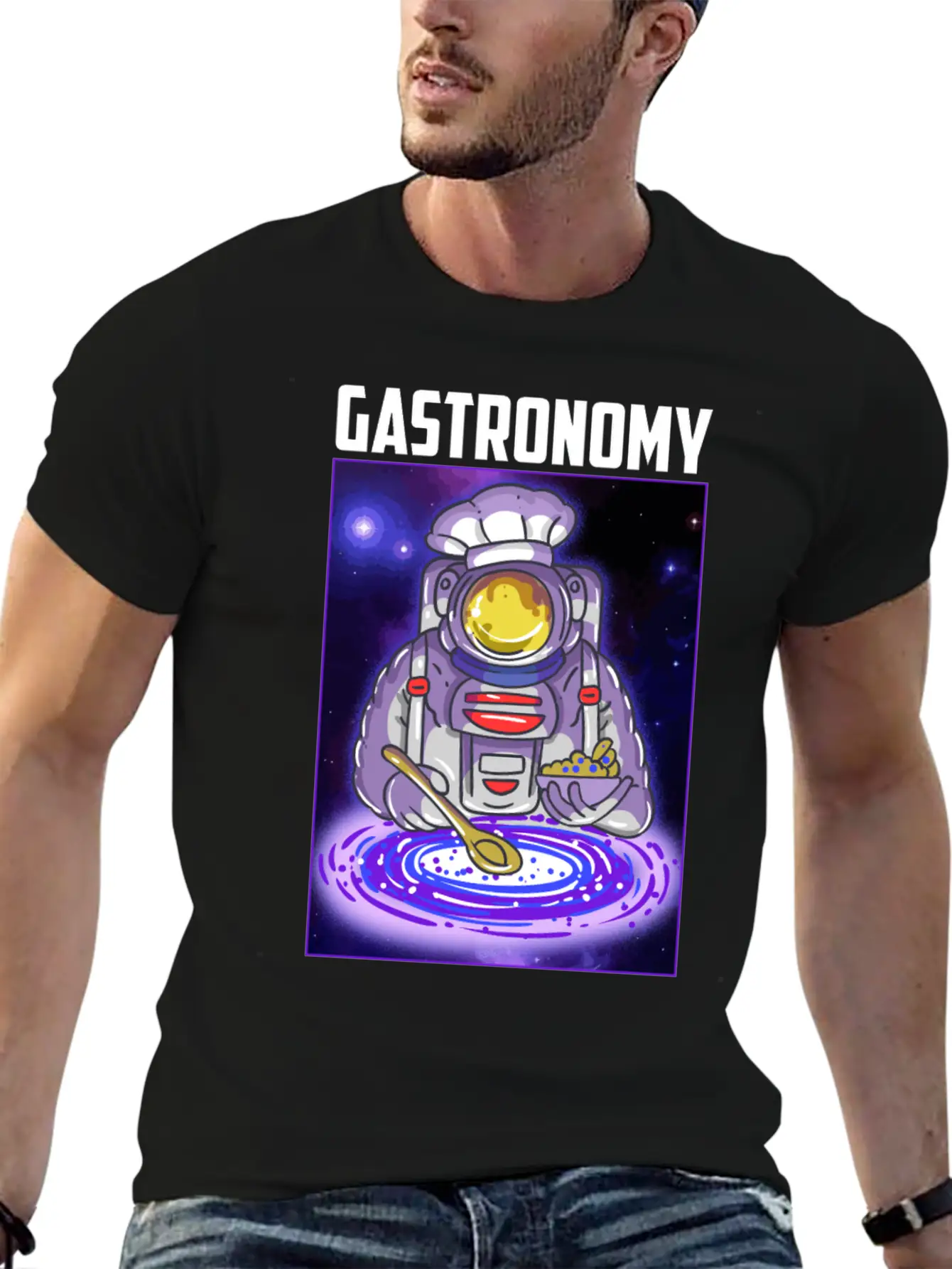 Gastronomy Astronaut Galaxy Breathable Soft Cotton T-Shirt – Timeless Casual Look