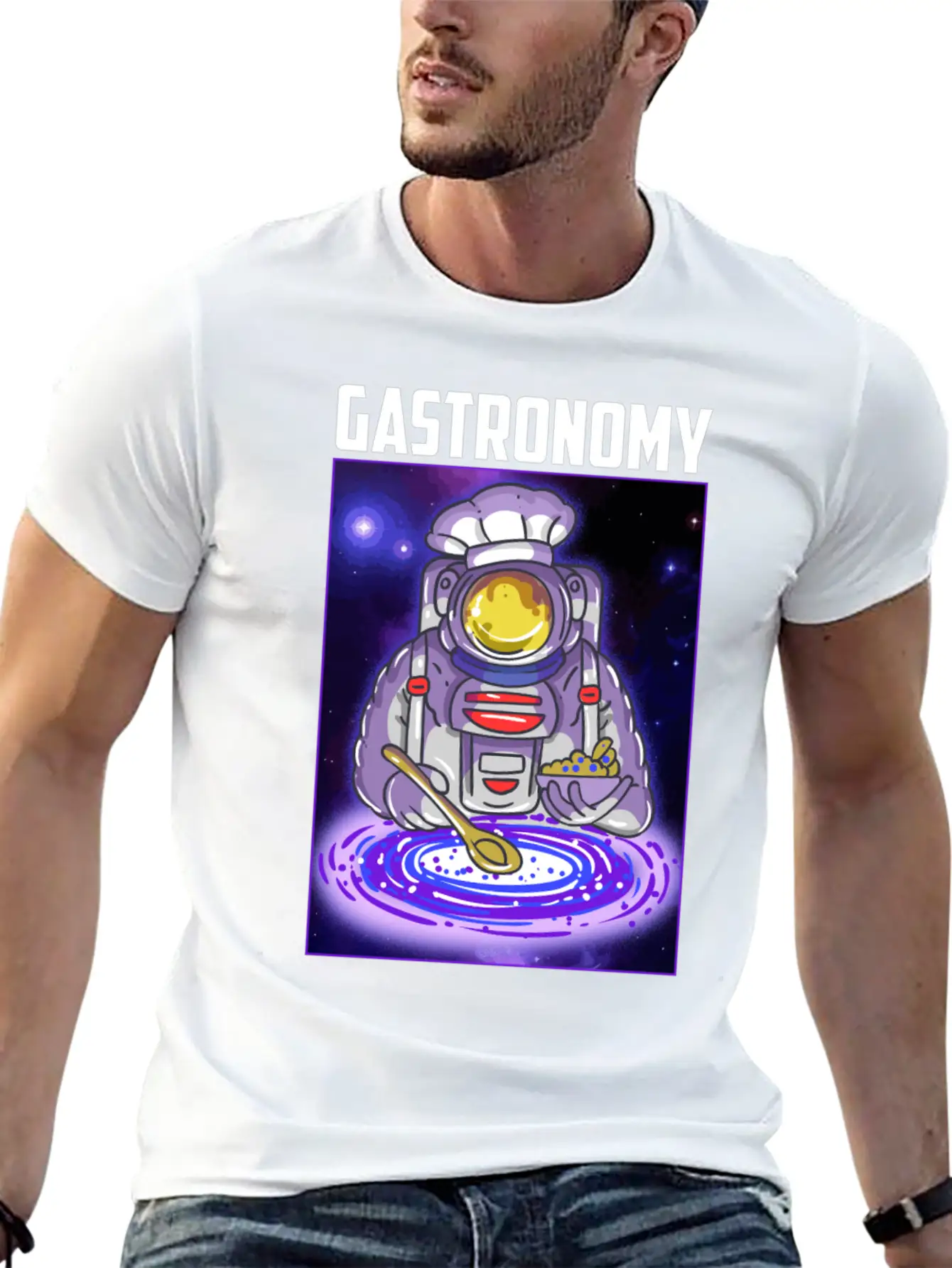 Gastronomy Astronaut Galaxy Breathable Soft Cotton T-Shirt – Timeless Casual Look