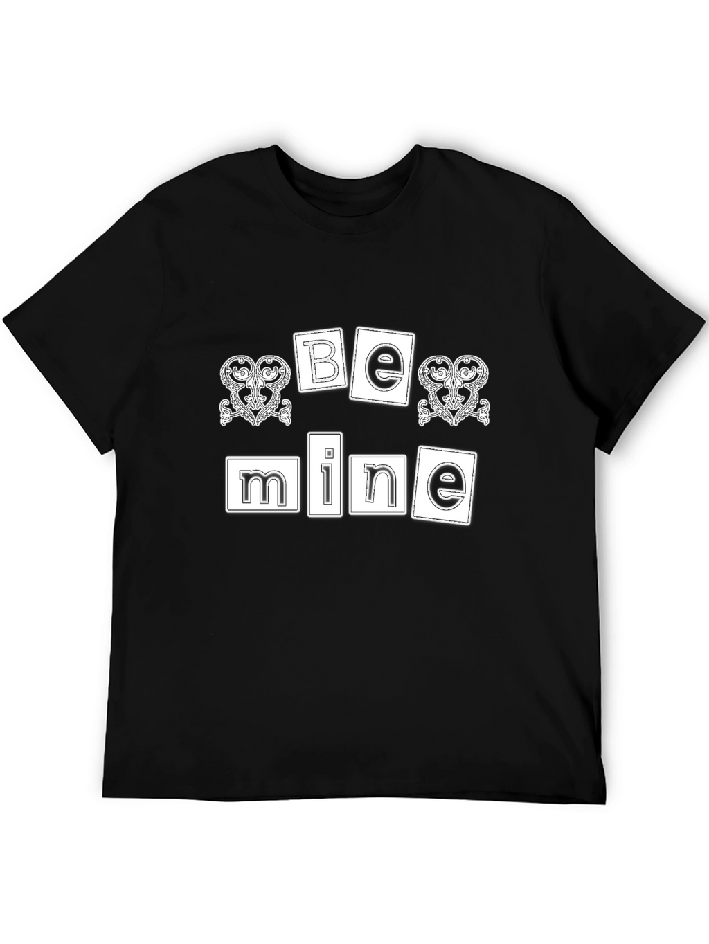 Be Mine Valentines Day Graphic T-Shirt - Black