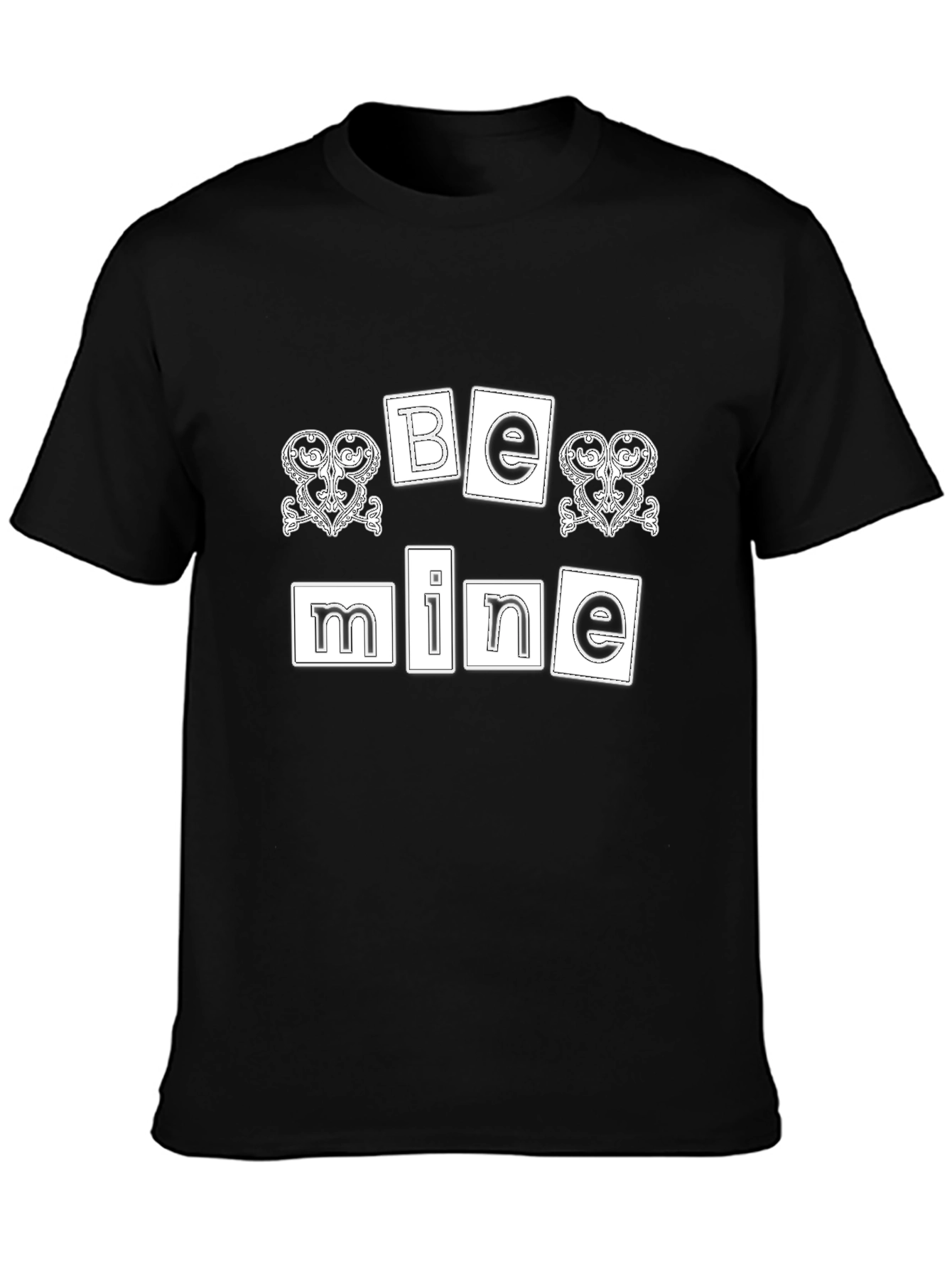 Be Mine Valentines Day Graphic T-Shirt - Black