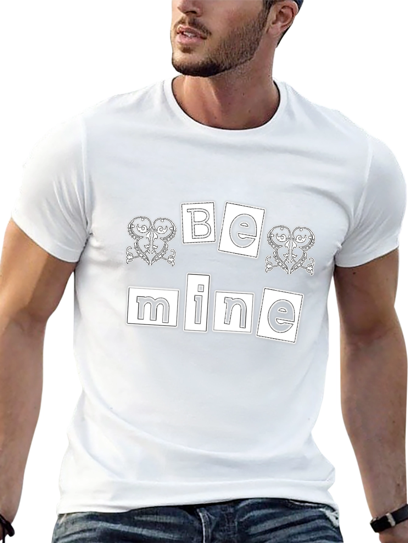 Be Mine Valentines Day Graphic T-Shirt - Black