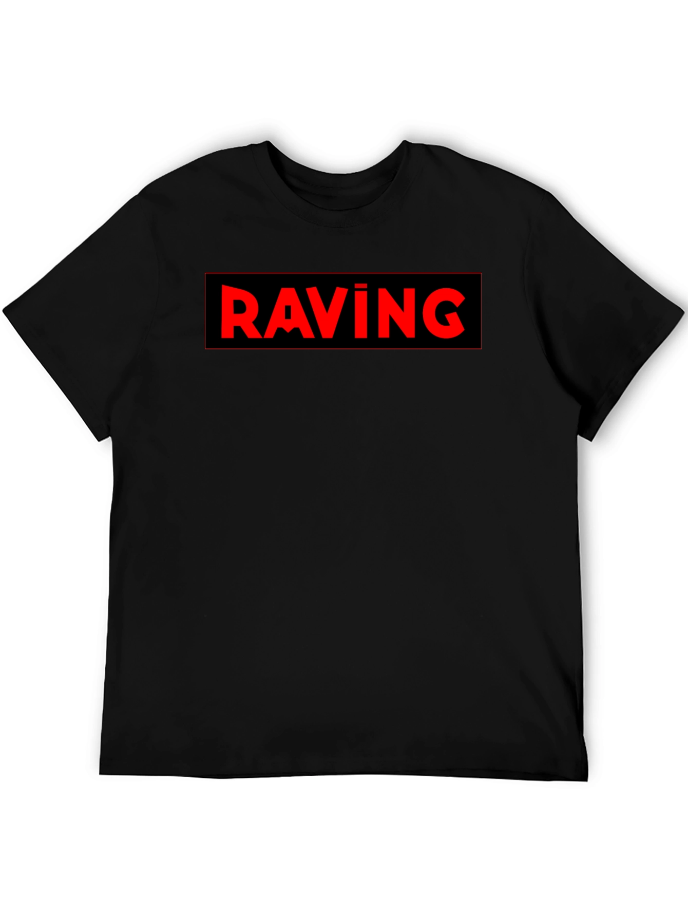 RAVING Graphic Black T-Shirt - Bold Statement Tee