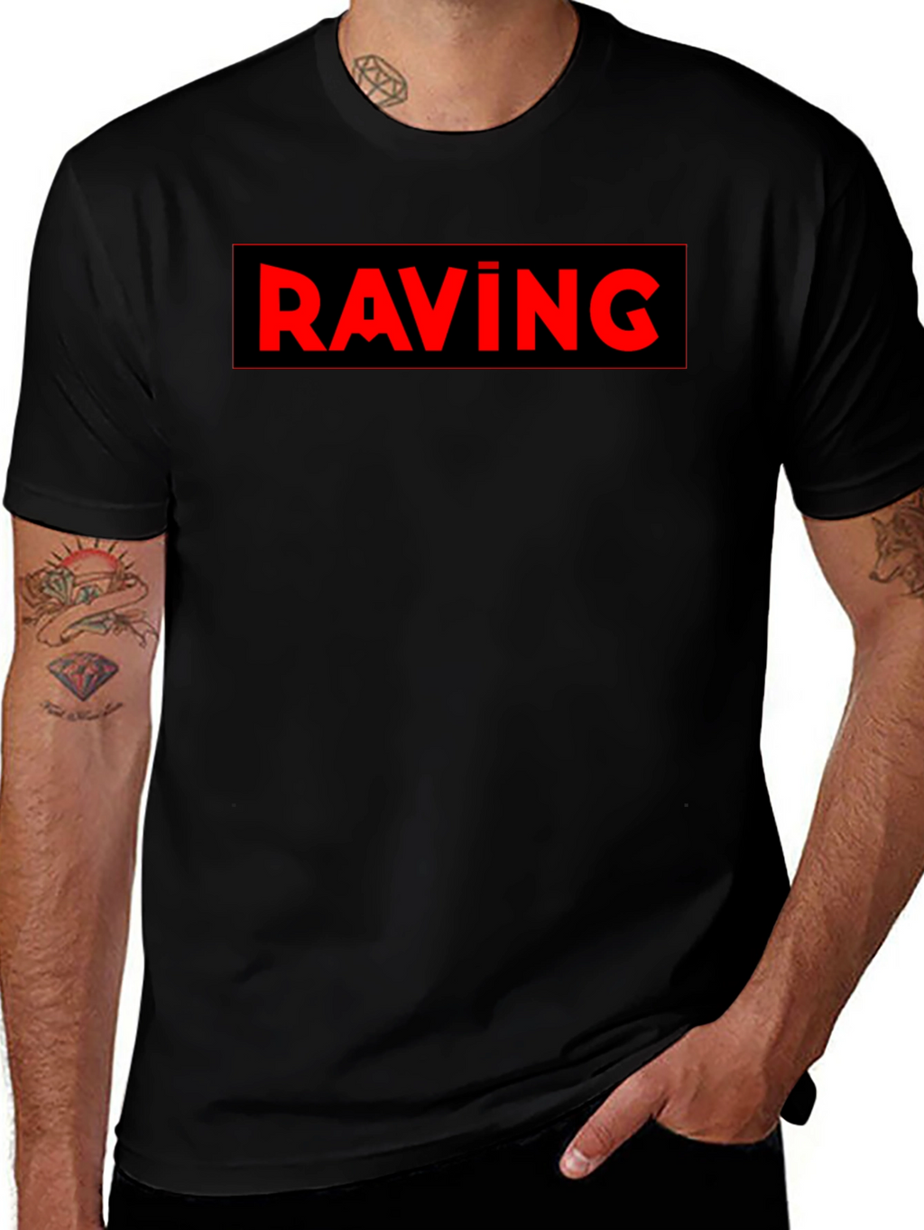 RAVING Graphic Black T-Shirt - Bold Statement Tee