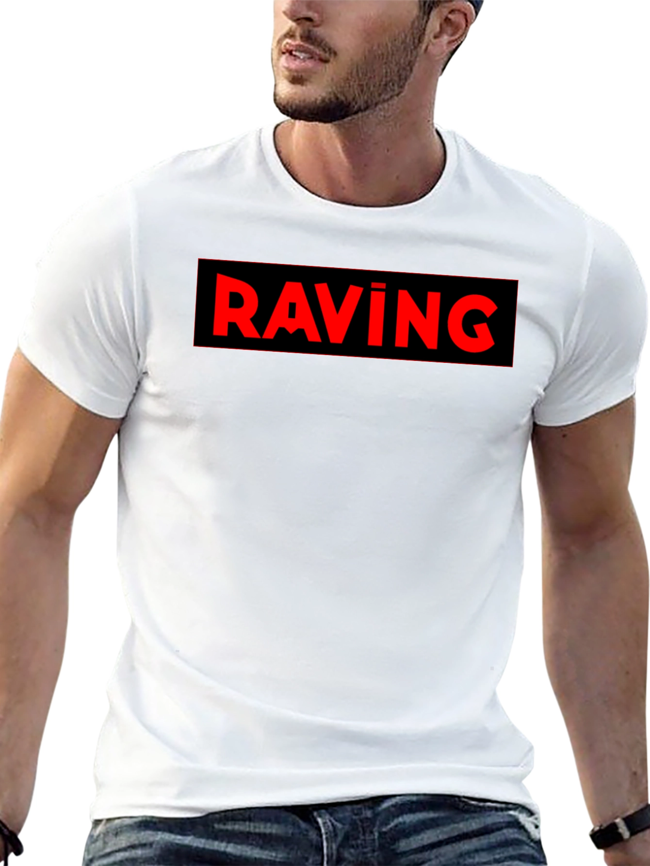RAVING Graphic Black T-Shirt - Bold Statement Tee