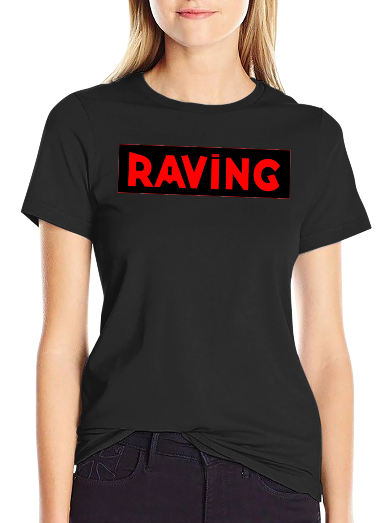 RAVING Graphic Black T-Shirt - Bold Statement Tee