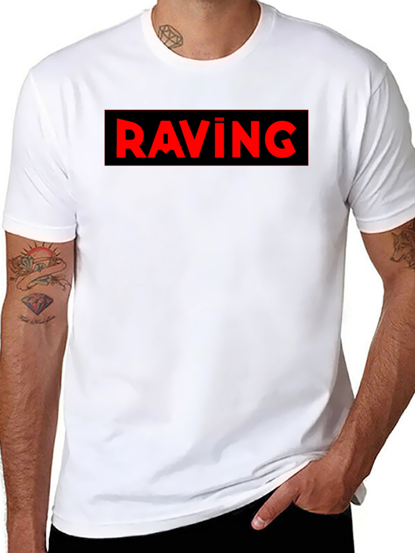 RAVING Graphic Black T-Shirt - Bold Statement Tee