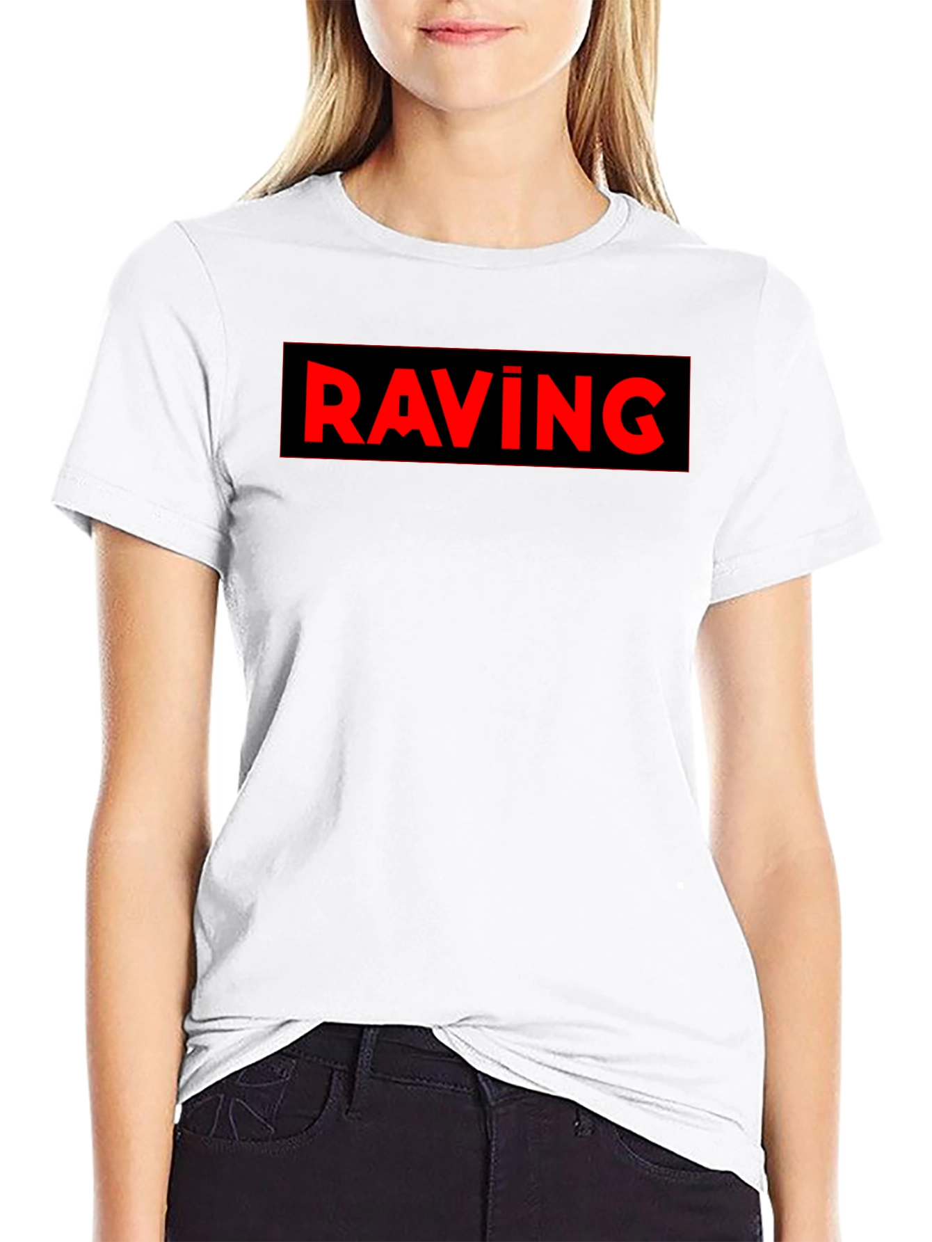 RAVING Graphic Black T-Shirt - Bold Statement Tee