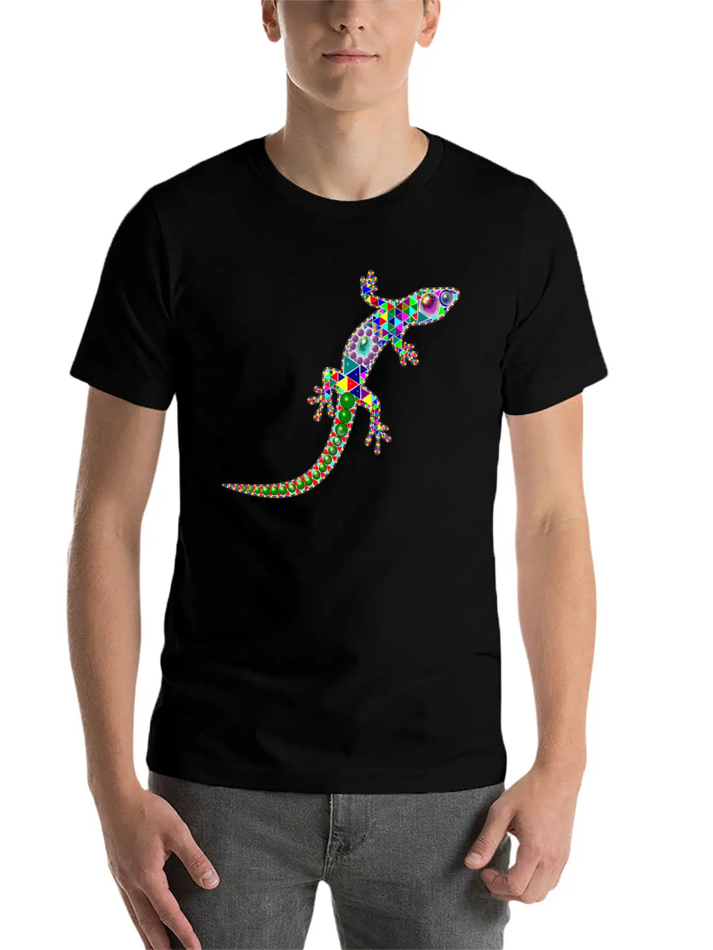 Gecko Mosaic Essential Cotton Tee For Daily Outfits – Unisex Style