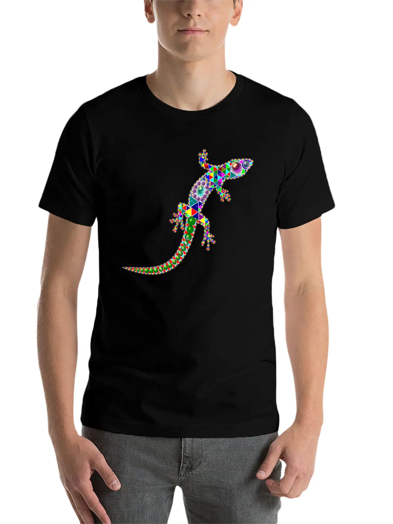 Gecko Mosaic Essential Cotton Tee For Daily Outfits – Unisex Style