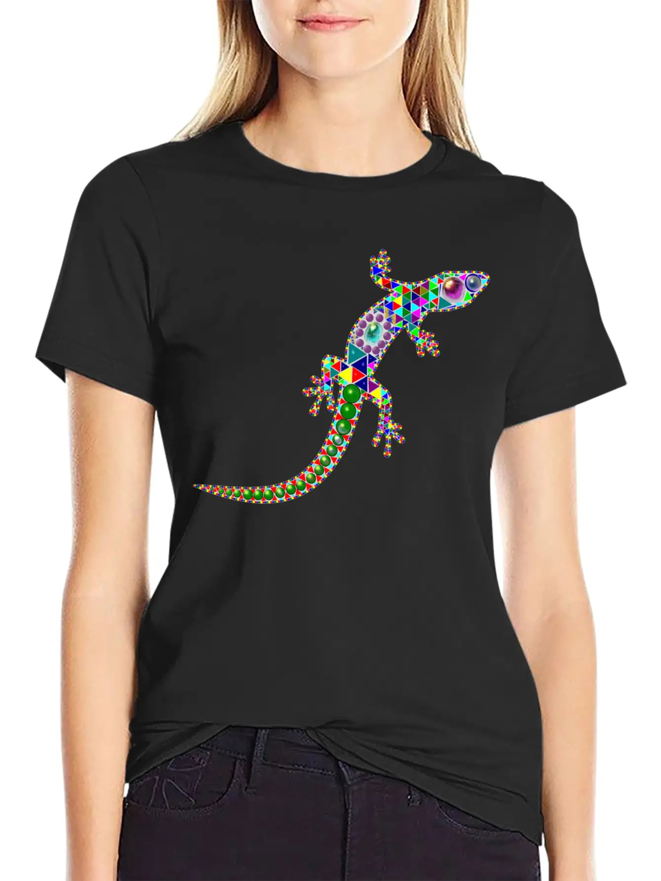 Gecko Mosaic Essential Cotton Tee For Daily Outfits – Unisex Style
