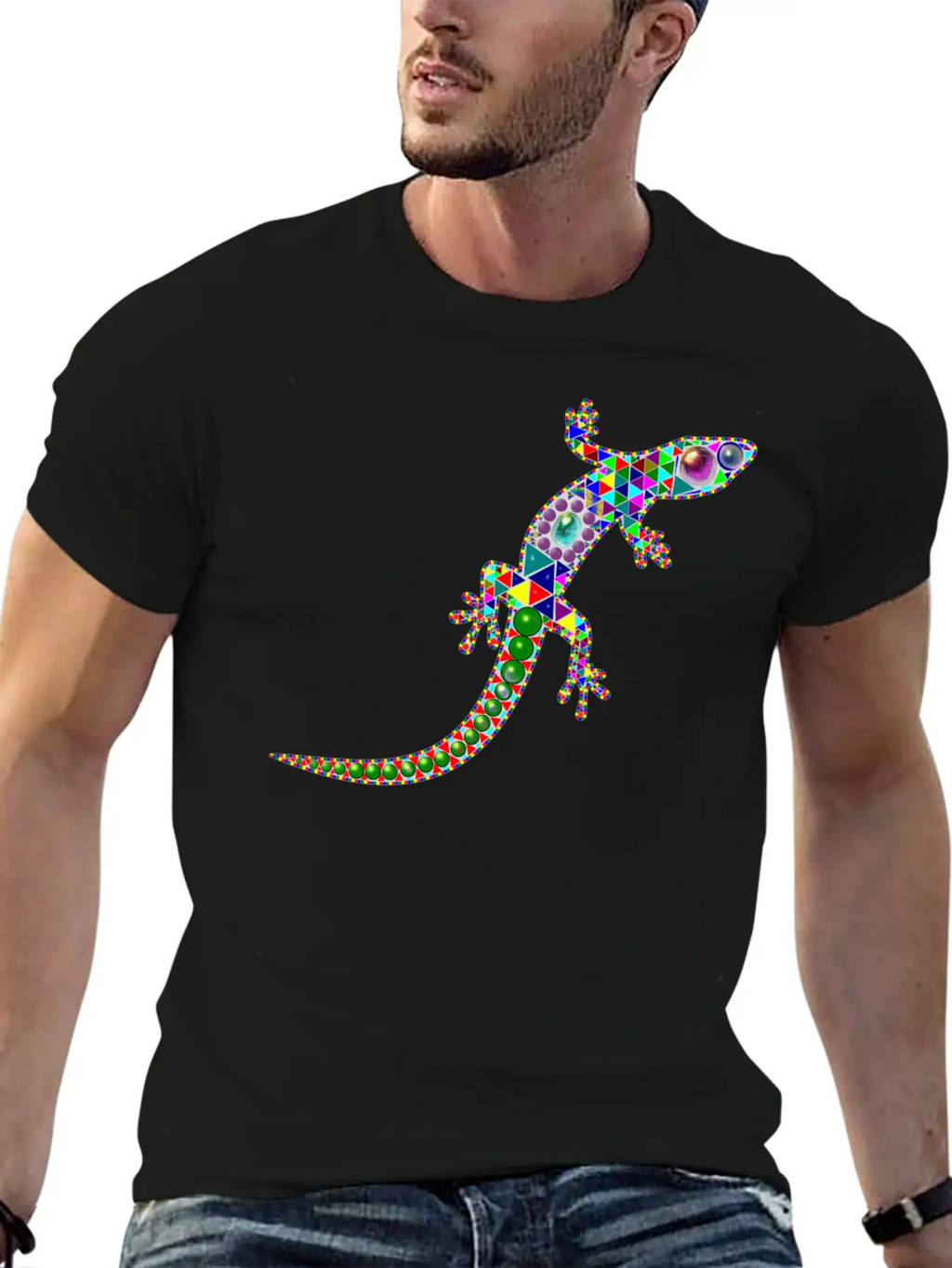 Gecko Mosaic Essential Cotton Tee For Daily Outfits – Unisex Style